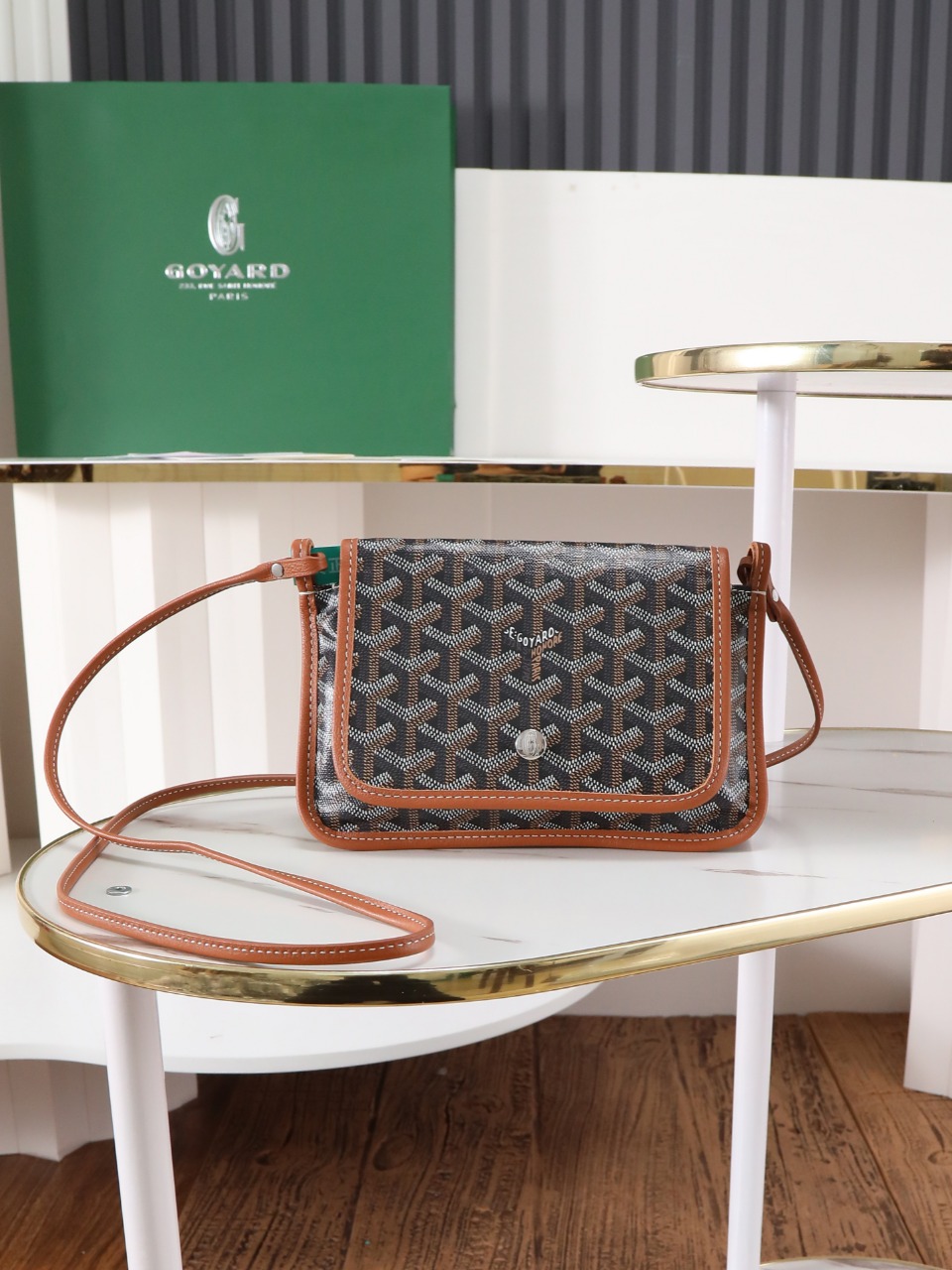 GOYARD 戈雅信封 Plumet (Canvas and Leather) — Envelope Crossbody Bag-F0-PLUMETPMLTY