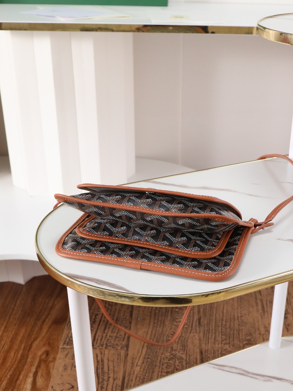 GOYARD 戈雅信封 Plumet (Canvas and Leather) — Envelope Crossbody Bag-F0-PLUMETPMLTY