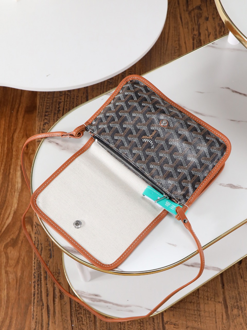 GOYARD 戈雅信封 Plumet (Canvas and Leather) — Envelope Crossbody Bag-F0-PLUMETPMLTY