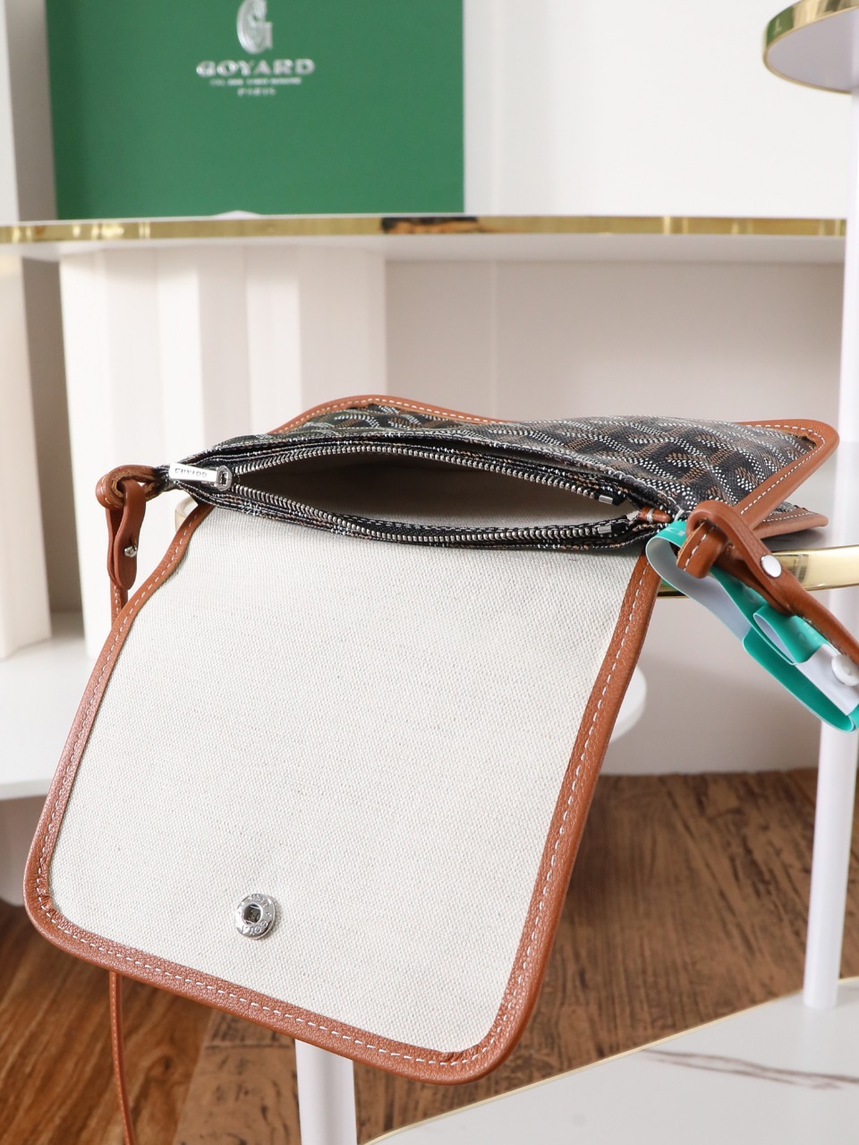GOYARD 戈雅信封 Plumet (Canvas and Leather) — Envelope Crossbody Bag-F0-PLUMETPMLTY