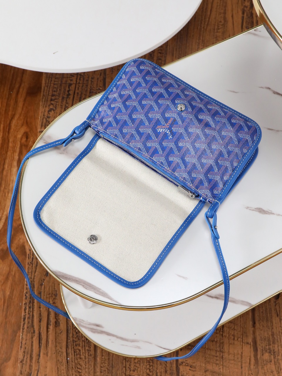 GOYARD 戈雅信封 Plumet (Canvas and Leather) — Envelope Crossbody Bag-F0-PLUMETPMLTY