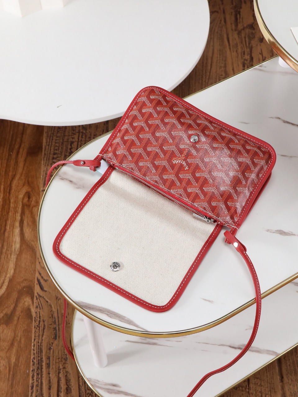 GOYARD 戈雅信封 Plumet (Canvas and Leather) — Envelope Crossbody Bag-F0-PLUMETPMLTY