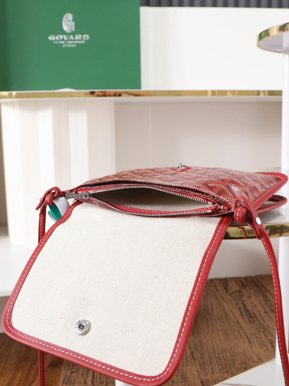 GOYARD 戈雅信封 Plumet (Canvas and Leather) — Envelope Crossbody Bag-F0-PLUMETPMLTY
