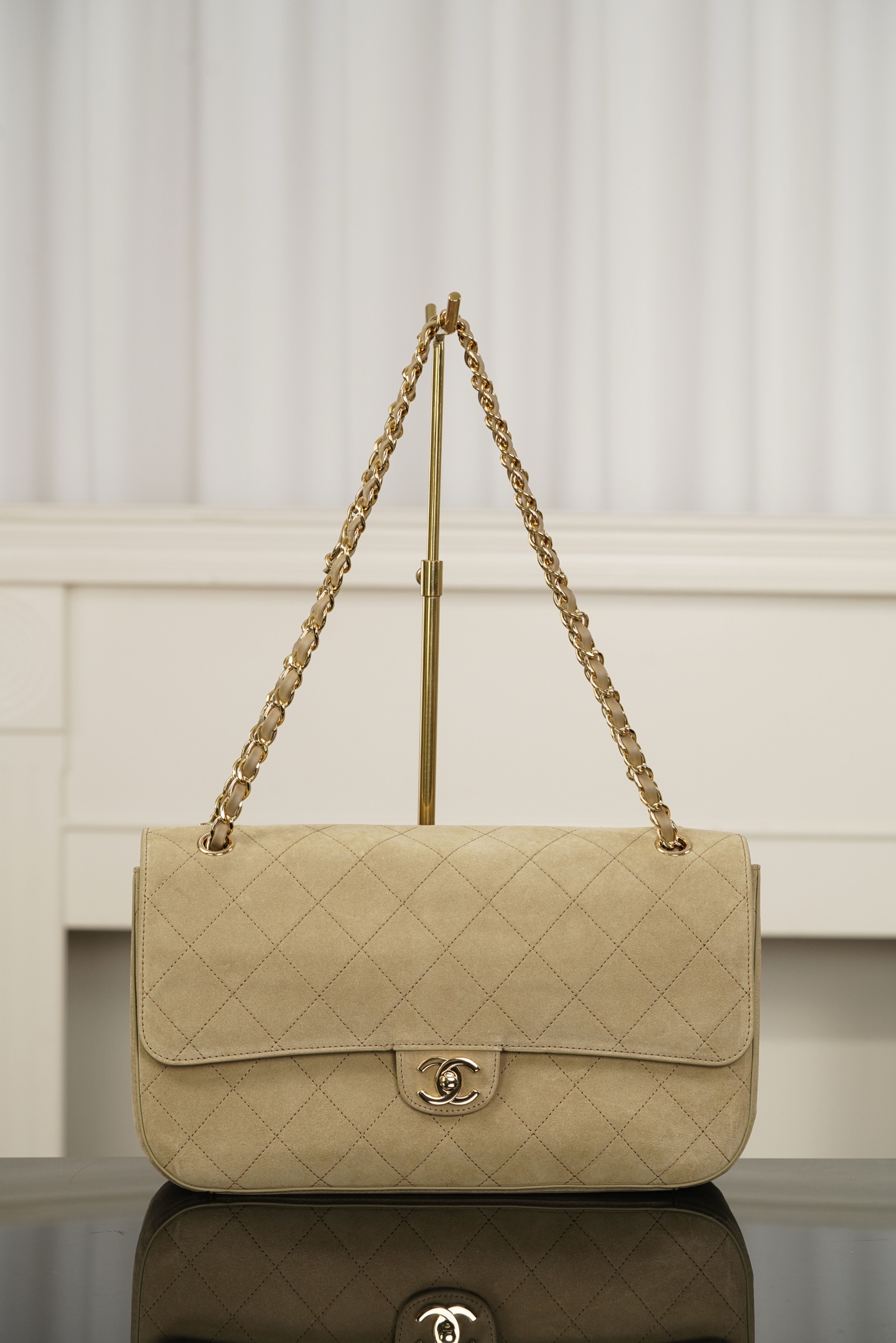 超大号 CHANEL 26S CF Suede Calfskin Shoulder/Crossbody Bag, Extra Large, Dark Beige A5-AS6281-B24009-U9390