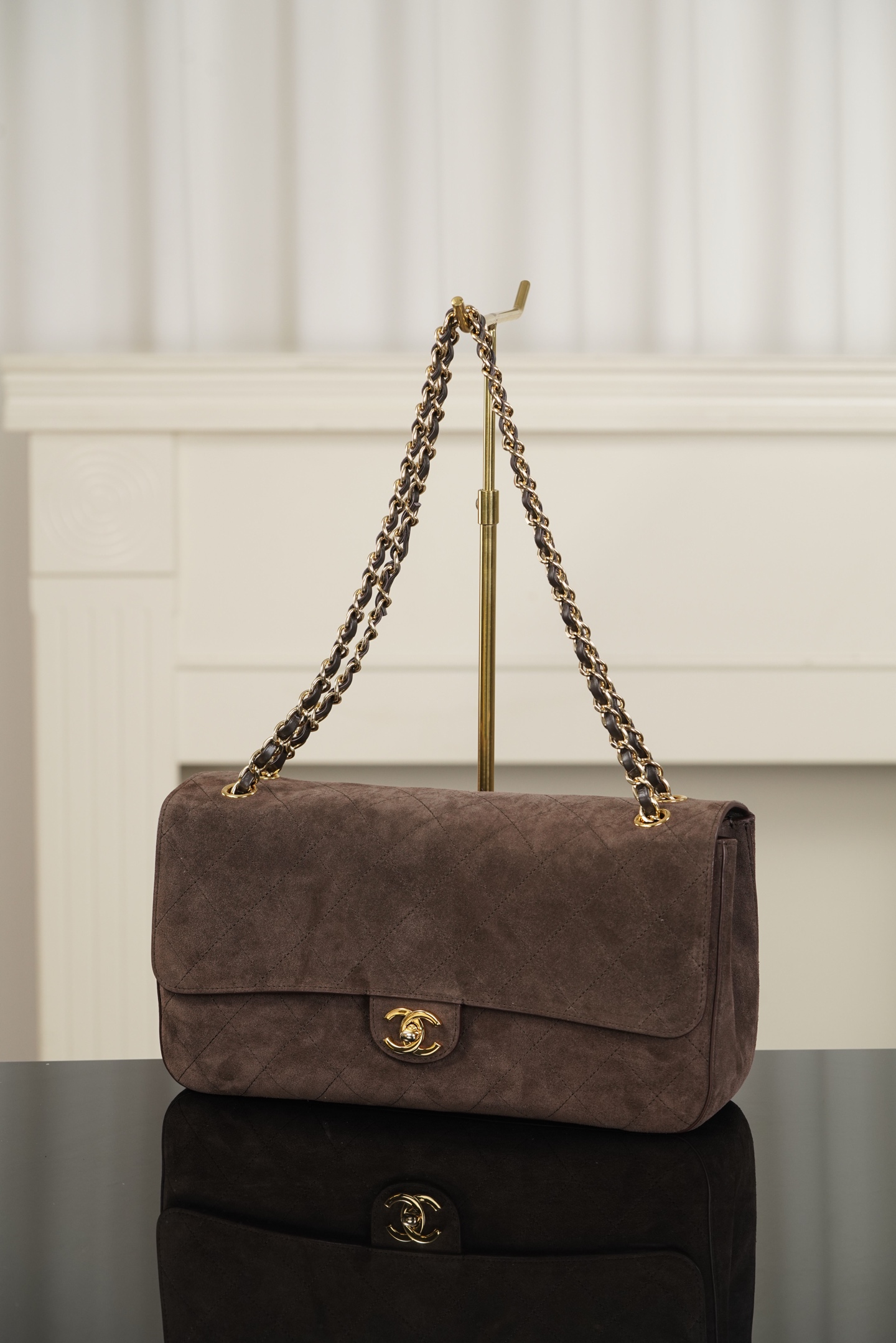 超大号 CHANEL 26S CF Suede and Calfskin Shoulder/Crossbody Bag, Extra Large (Dark brown) A5-AS6281-B24009-UA847