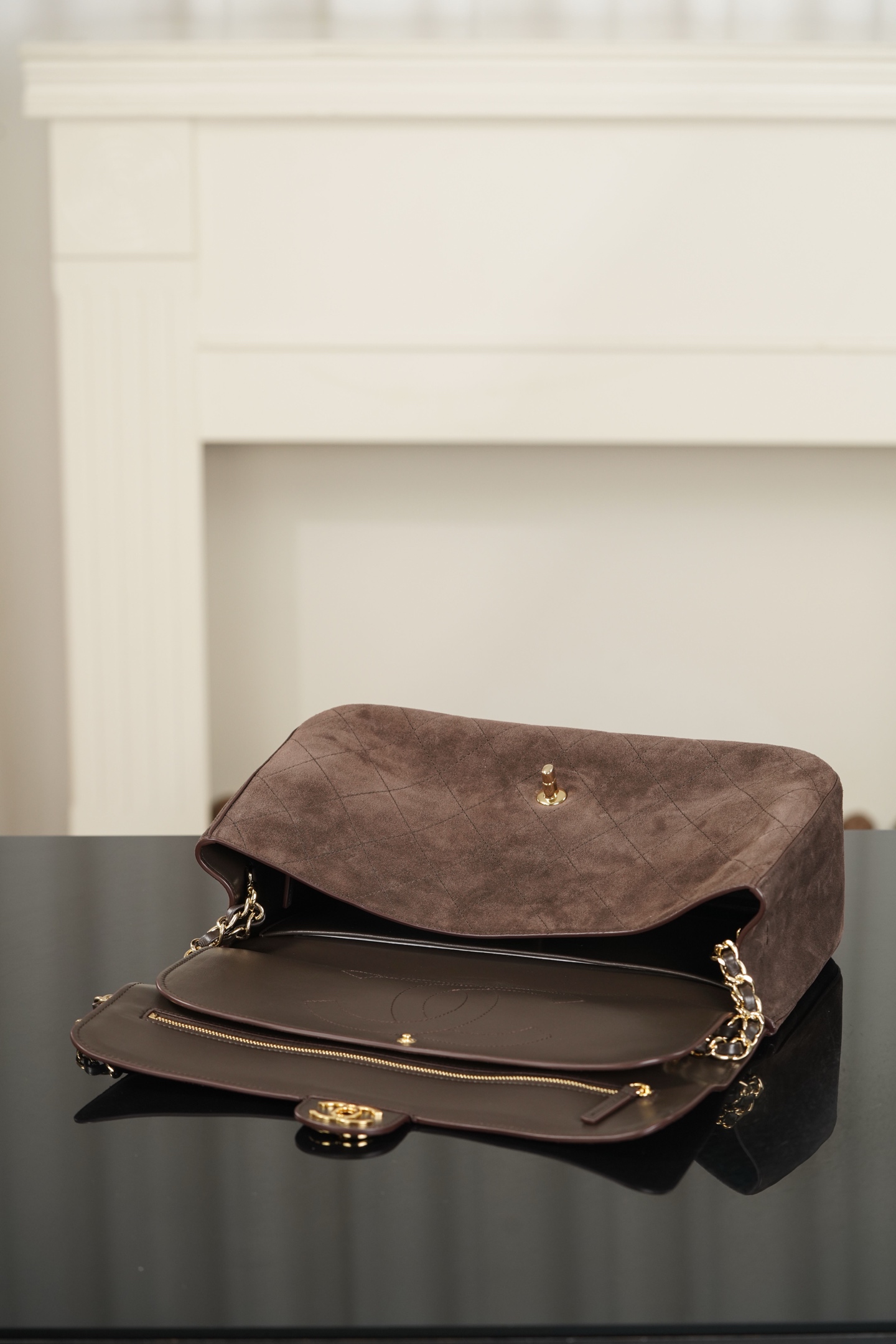 超大号 CHANEL 26S CF Suede and Calfskin Shoulder/Crossbody Bag, Extra Large (Dark brown) A5-AS6281-B24009-UA847