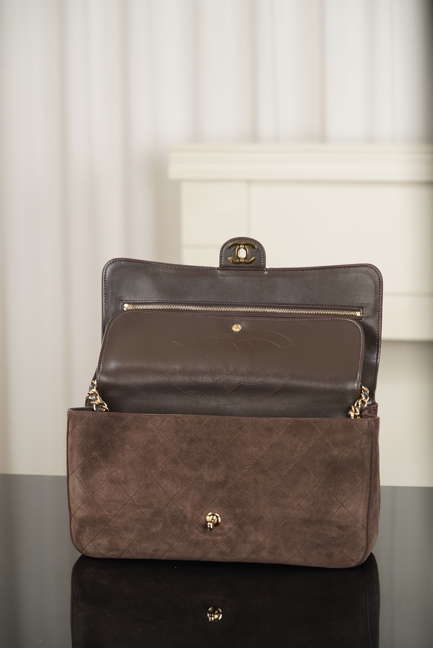 超大号 CHANEL 26S CF Suede and Calfskin Shoulder/Crossbody Bag, Extra Large (Dark brown) A5-AS6281-B24009-UA847