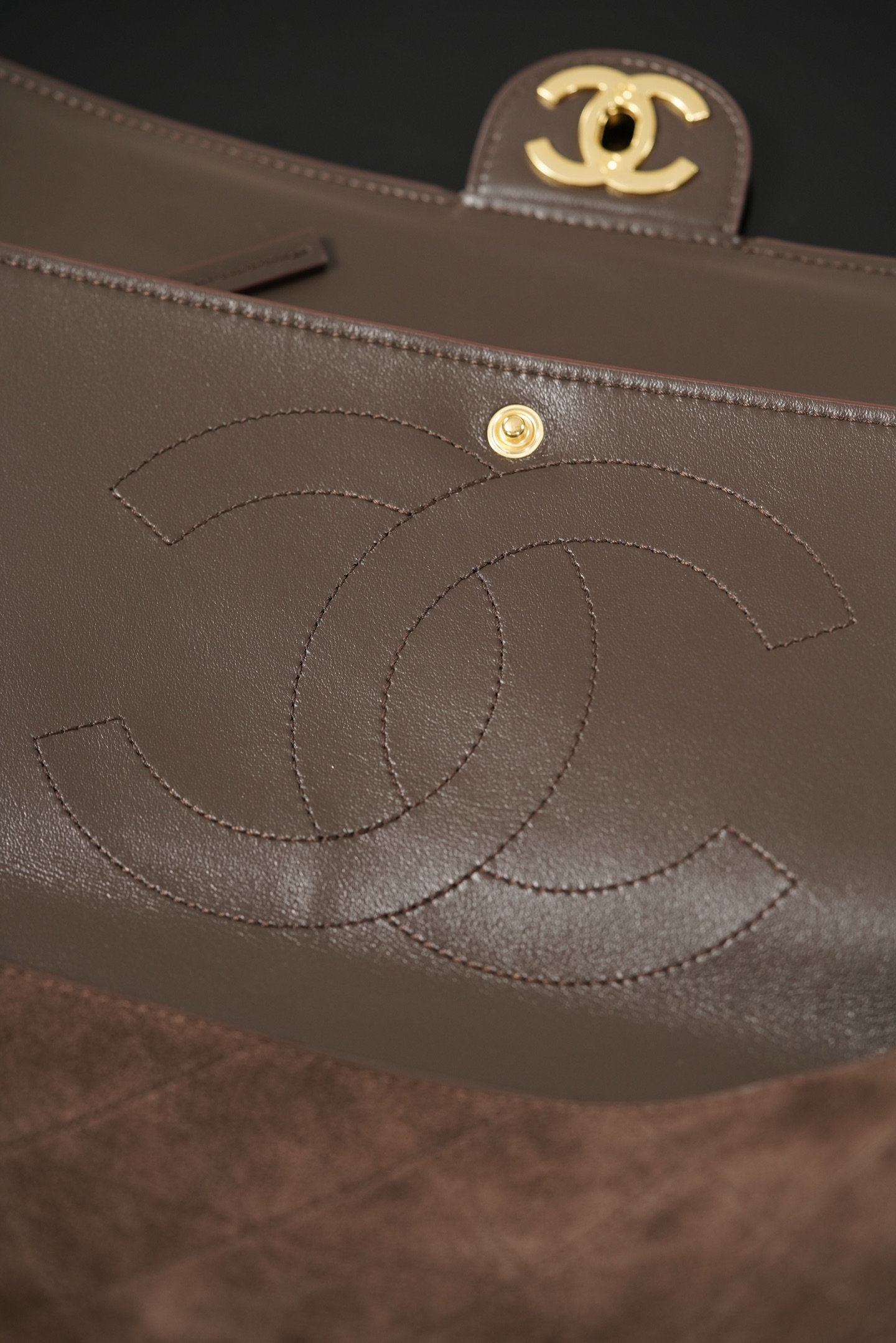 超大号 CHANEL 26S CF Suede and Calfskin Shoulder/Crossbody Bag, Extra Large (Dark brown) A5-AS6281-B24009-UA847