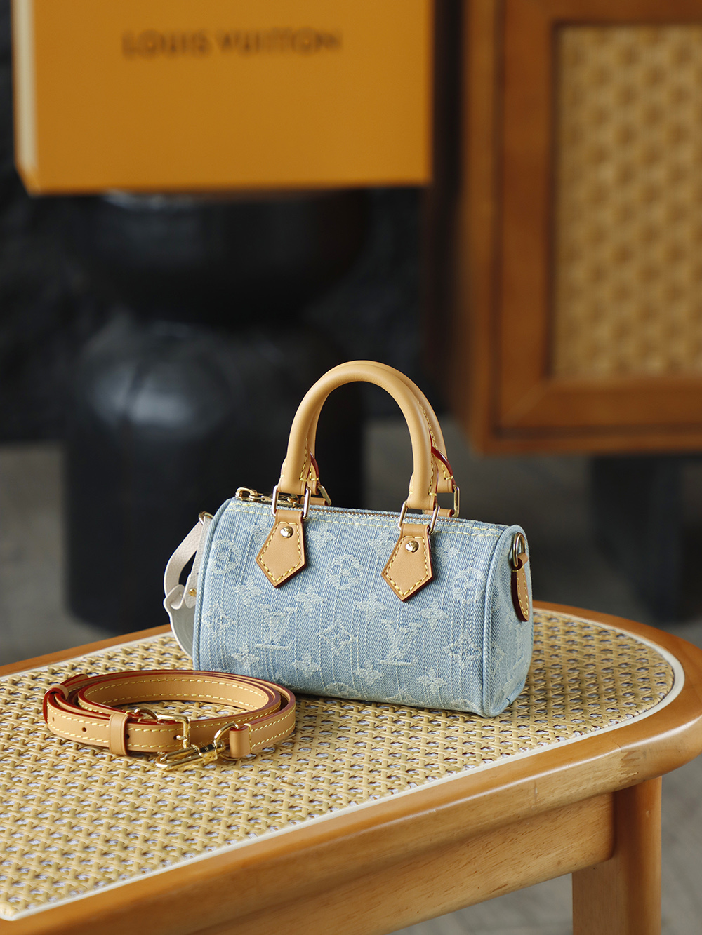 AS 枕头 LOUIS VUITTONNANO LV SPEEDY1 -(Denim)- Crossbody pillow bag--F0-M11212