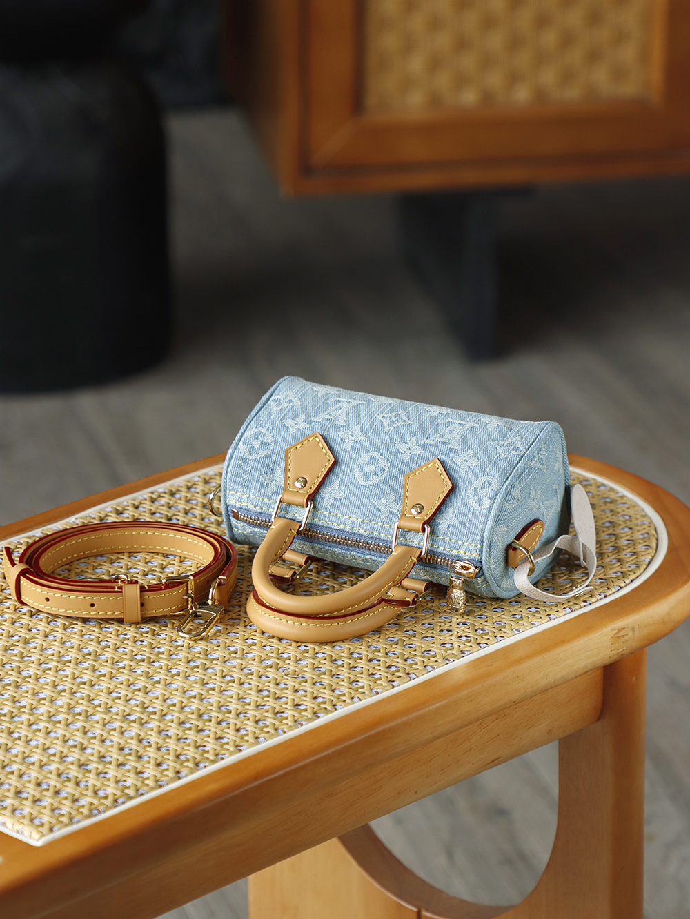 AS 枕头 LOUIS VUITTONNANO LV SPEEDY1 -(Denim)- Crossbody pillow bag--F0-M11212