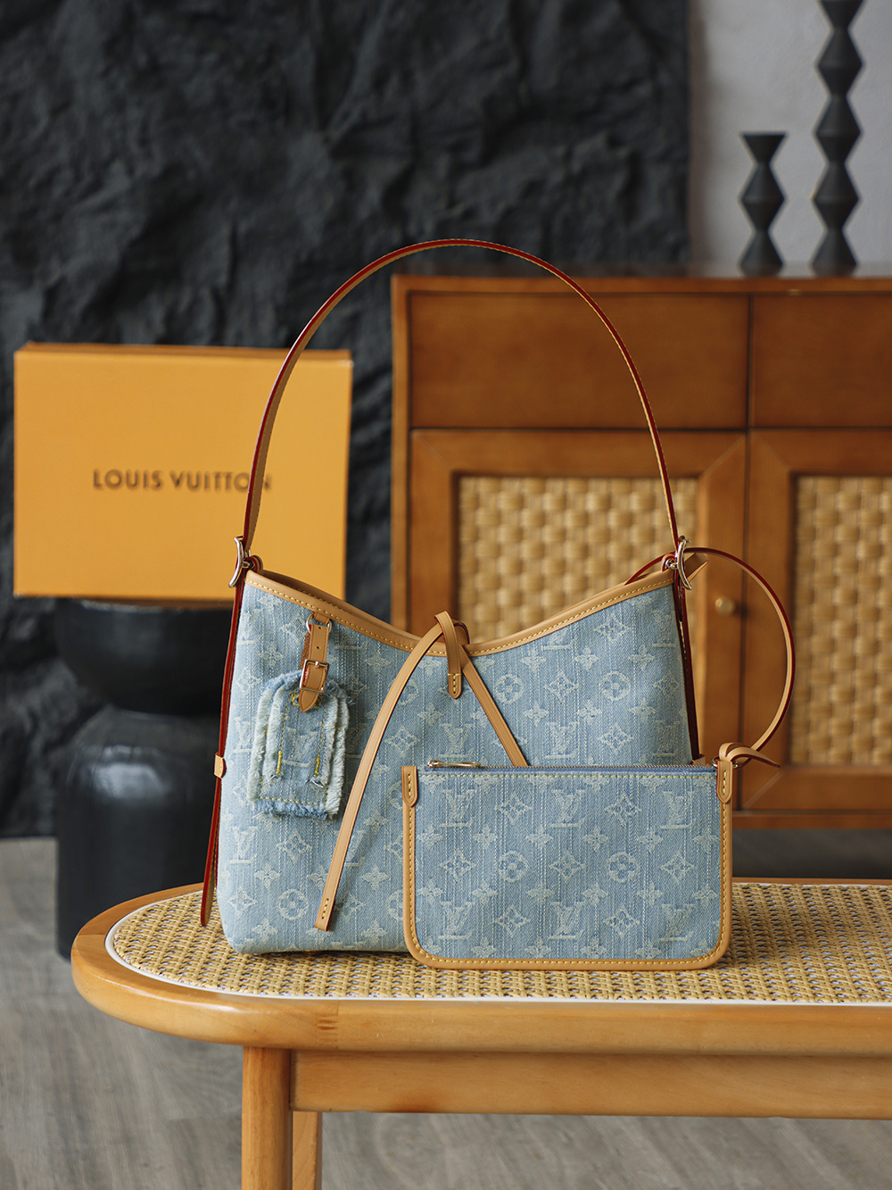 AS斜跨单肩 LOUIS VUITTONNANO LV CarryallSOFT TRUNK Sky  -(Denim)- Handheld and shoulder bag--F0-M11462
