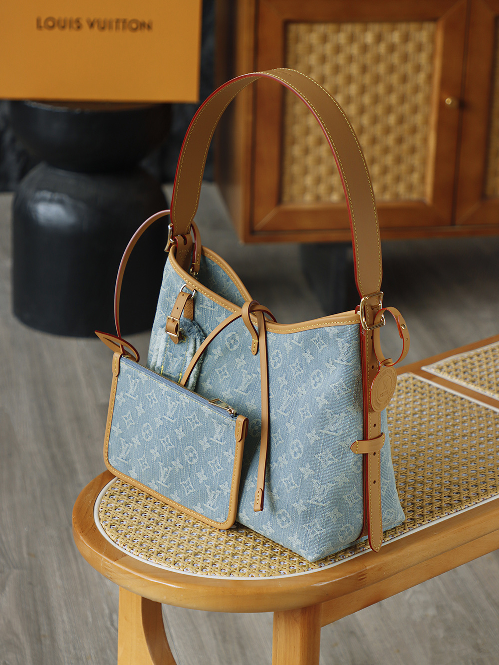 AS斜跨单肩 LOUIS VUITTONNANO LV CarryallSOFT TRUNK Sky  -(Denim)- Handheld and shoulder bag--F0-M11462