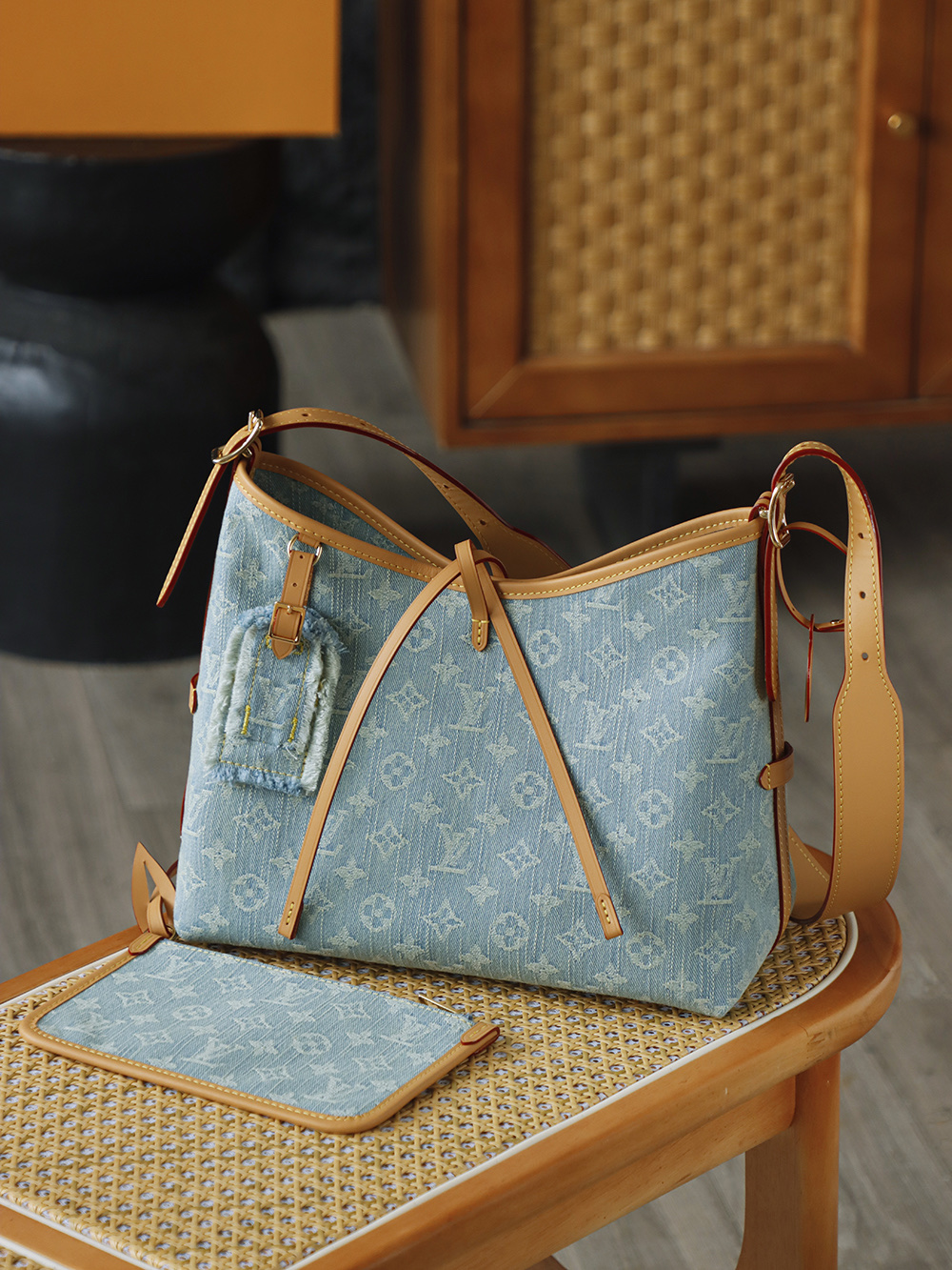 AS斜跨单肩 LOUIS VUITTONNANO LV CarryallSOFT TRUNK Sky  -(Denim)- Handheld and shoulder bag--F0-M11462