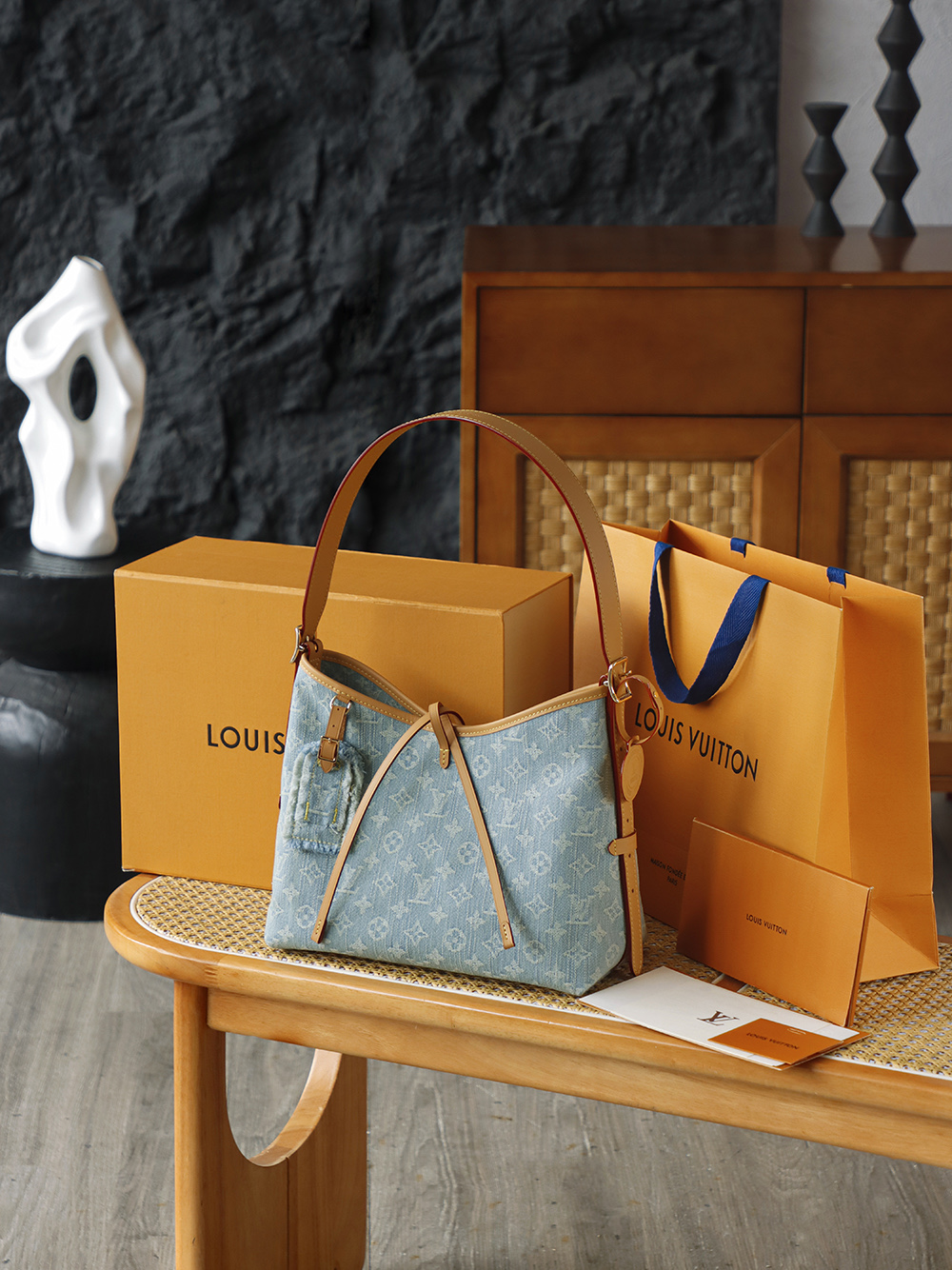 AS斜跨单肩 LOUIS VUITTONNANO LV CarryallSOFT TRUNK Sky  -(Denim)- Handheld and shoulder bag--F0-M11462