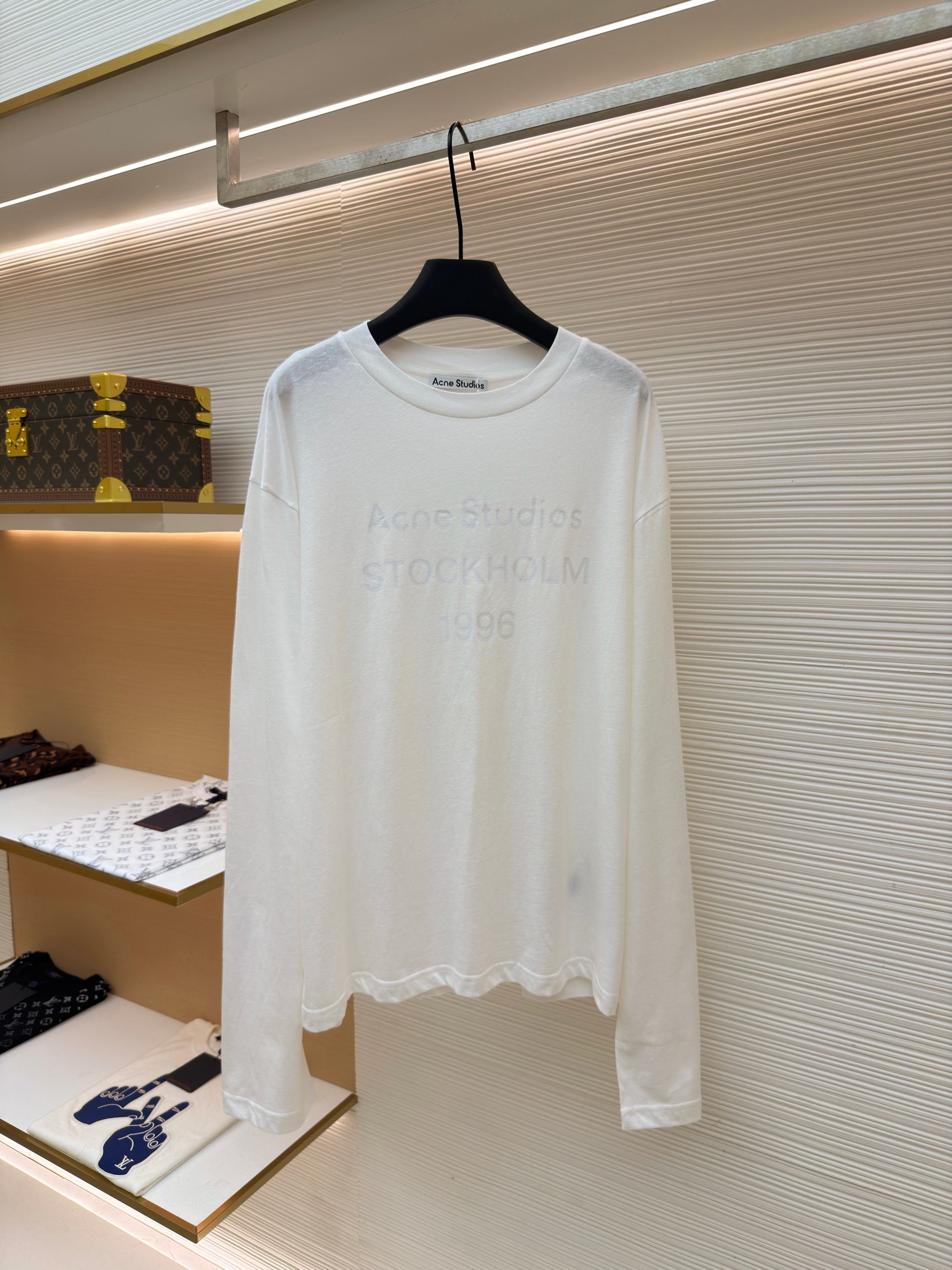 Acne Studios 本白字母圆领T恤 打底衫 长袖 白色 A2