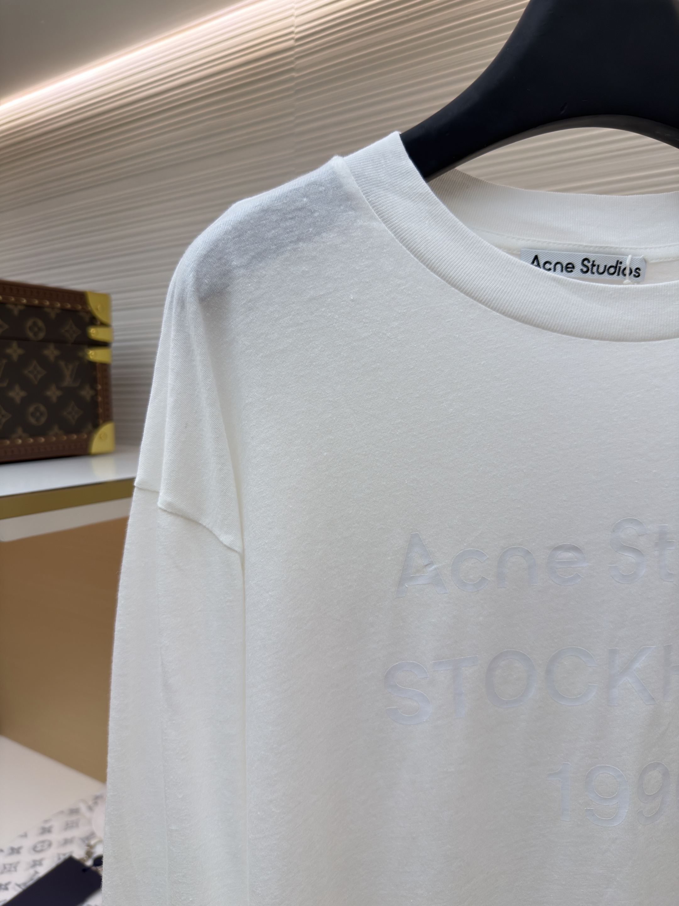 Acne Studios 本白字母圆领T恤 打底衫 长袖 白色 A2
