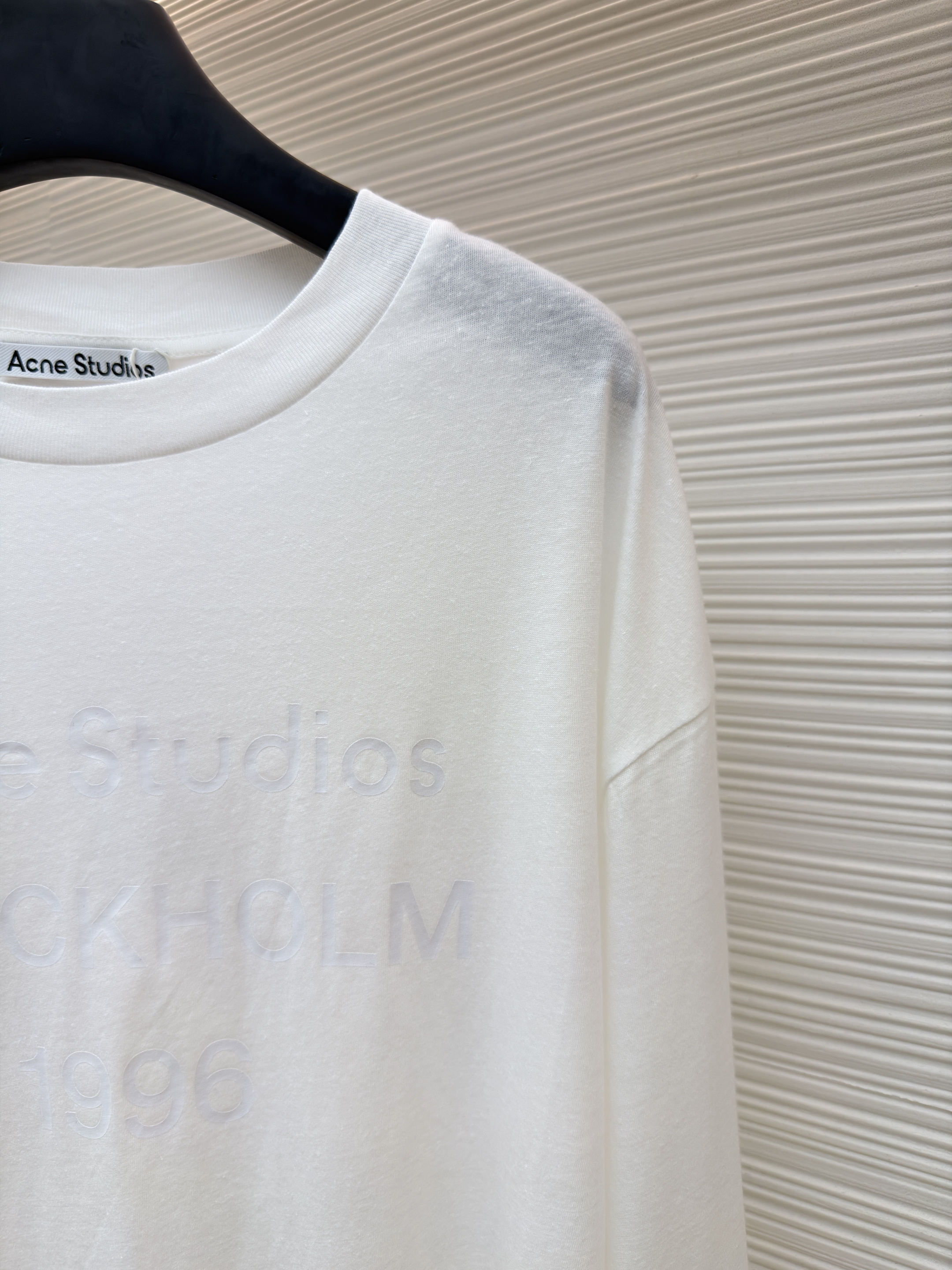 Acne Studios 本白字母圆领T恤 打底衫 长袖 白色 A2