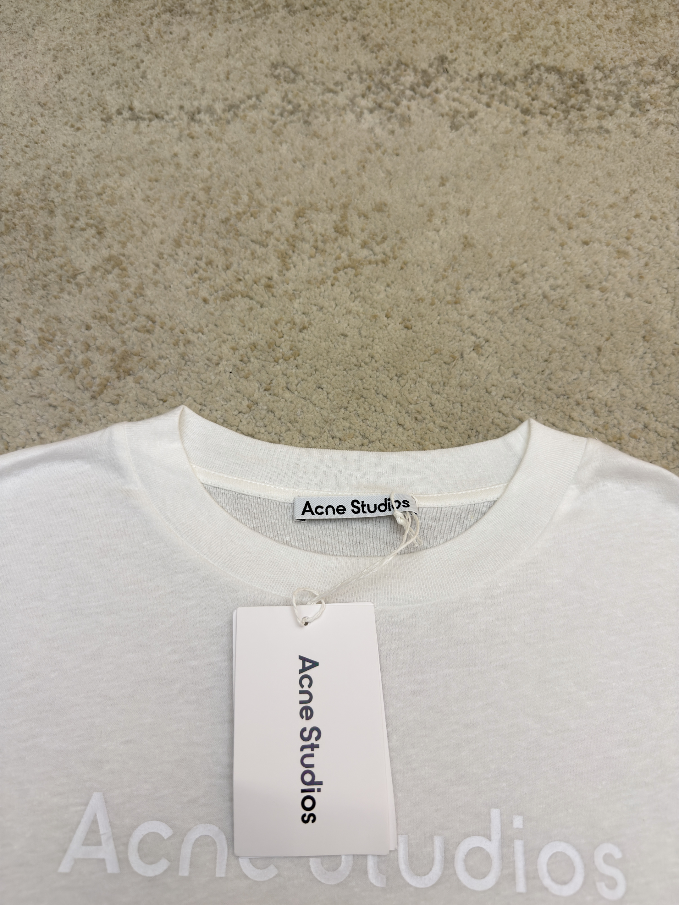 Acne Studios 本白字母圆领T恤 打底衫 长袖 白色 A2