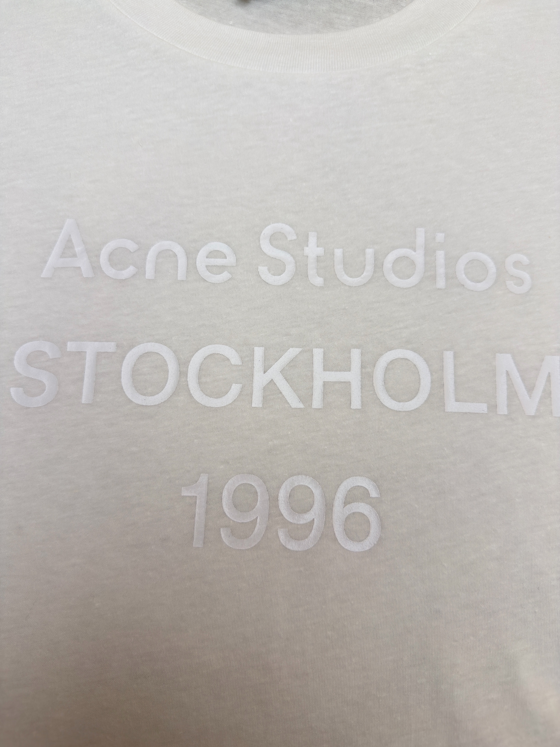 Acne Studios 本白字母圆领T恤 打底衫 长袖 白色 A2