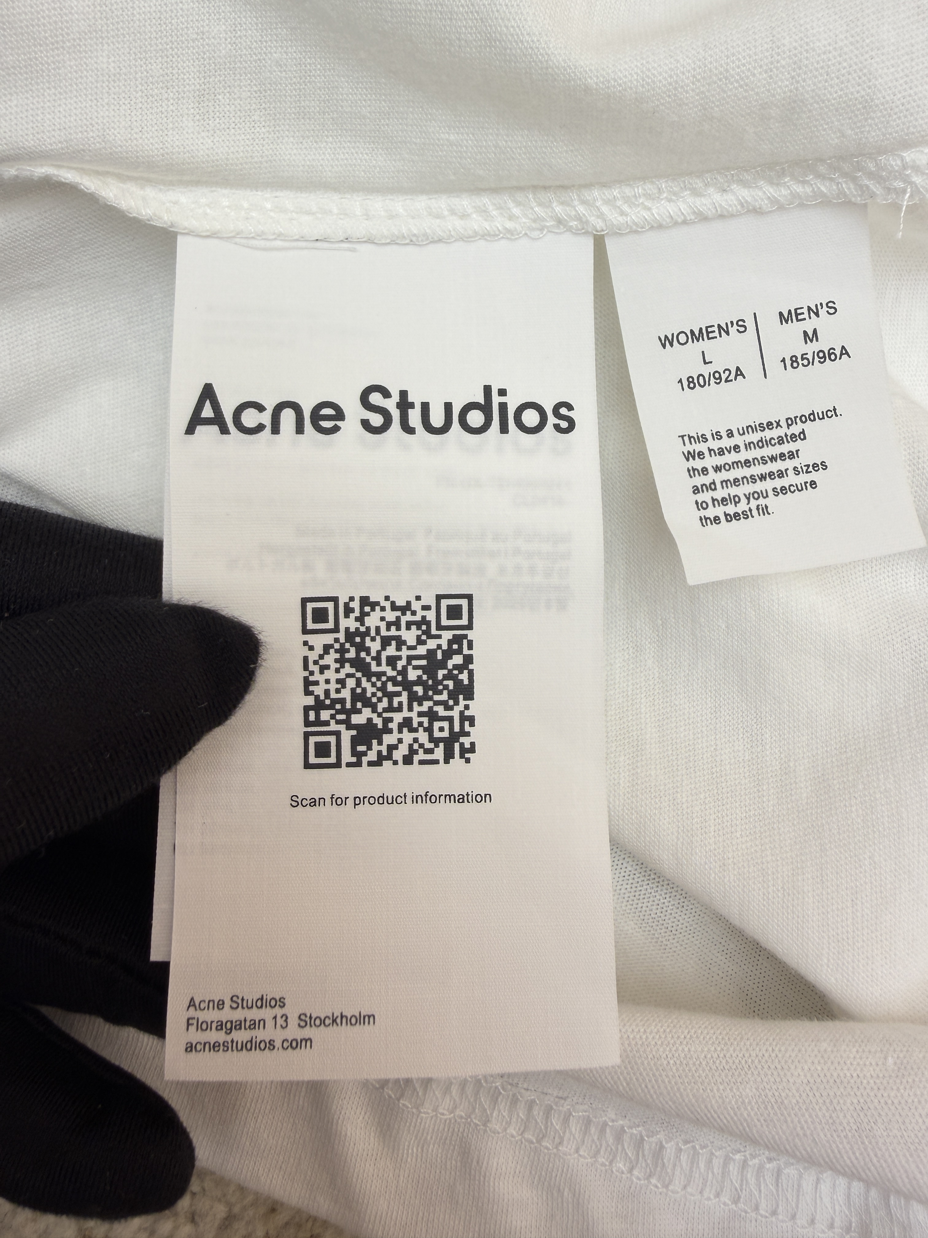 Acne Studios 本白字母圆领T恤 打底衫 长袖 白色 A2