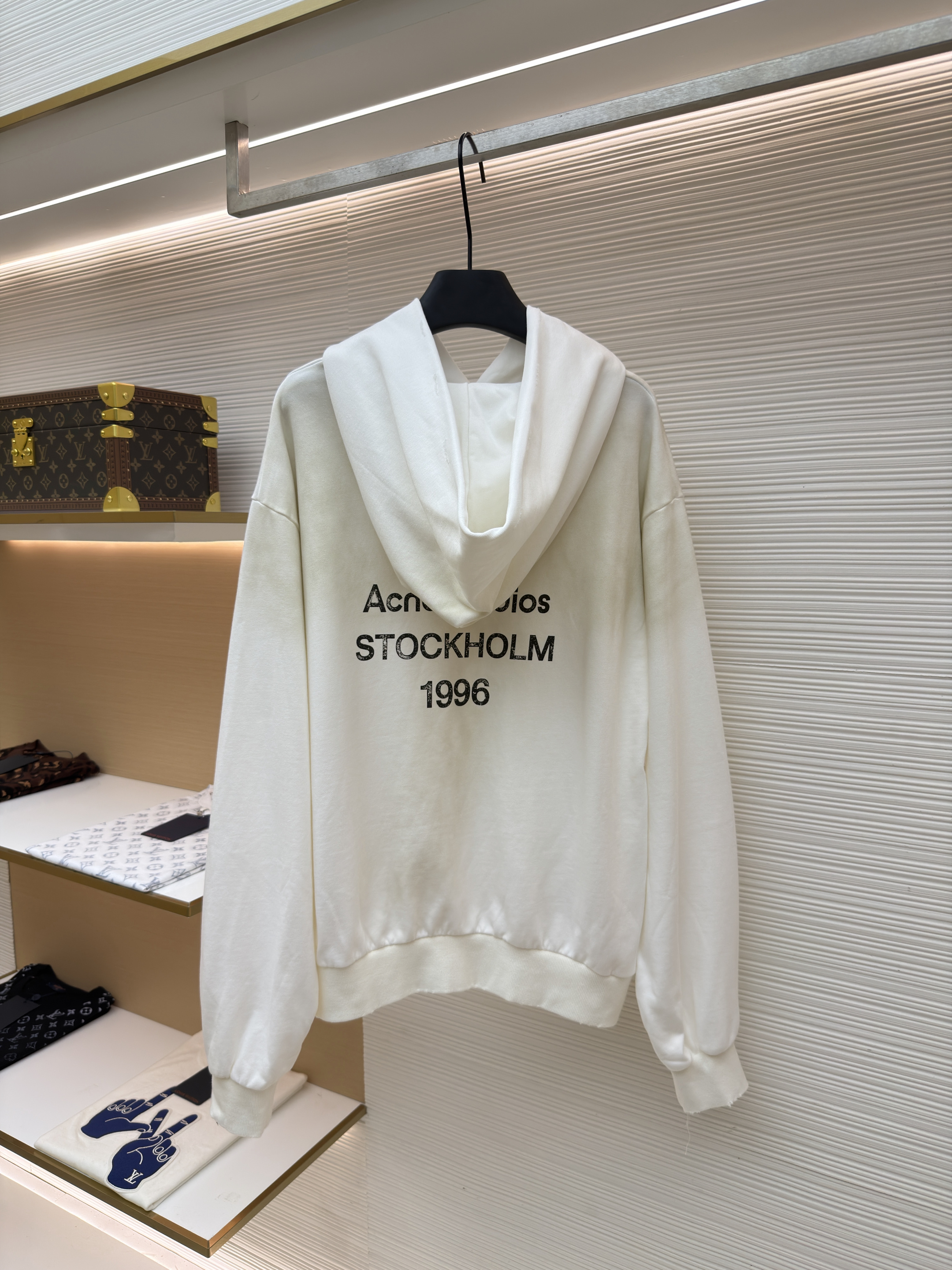 Acne Studios 喷绘做旧徽标连帽卫衣 连帽衫 外套 长袖 白色 B0
