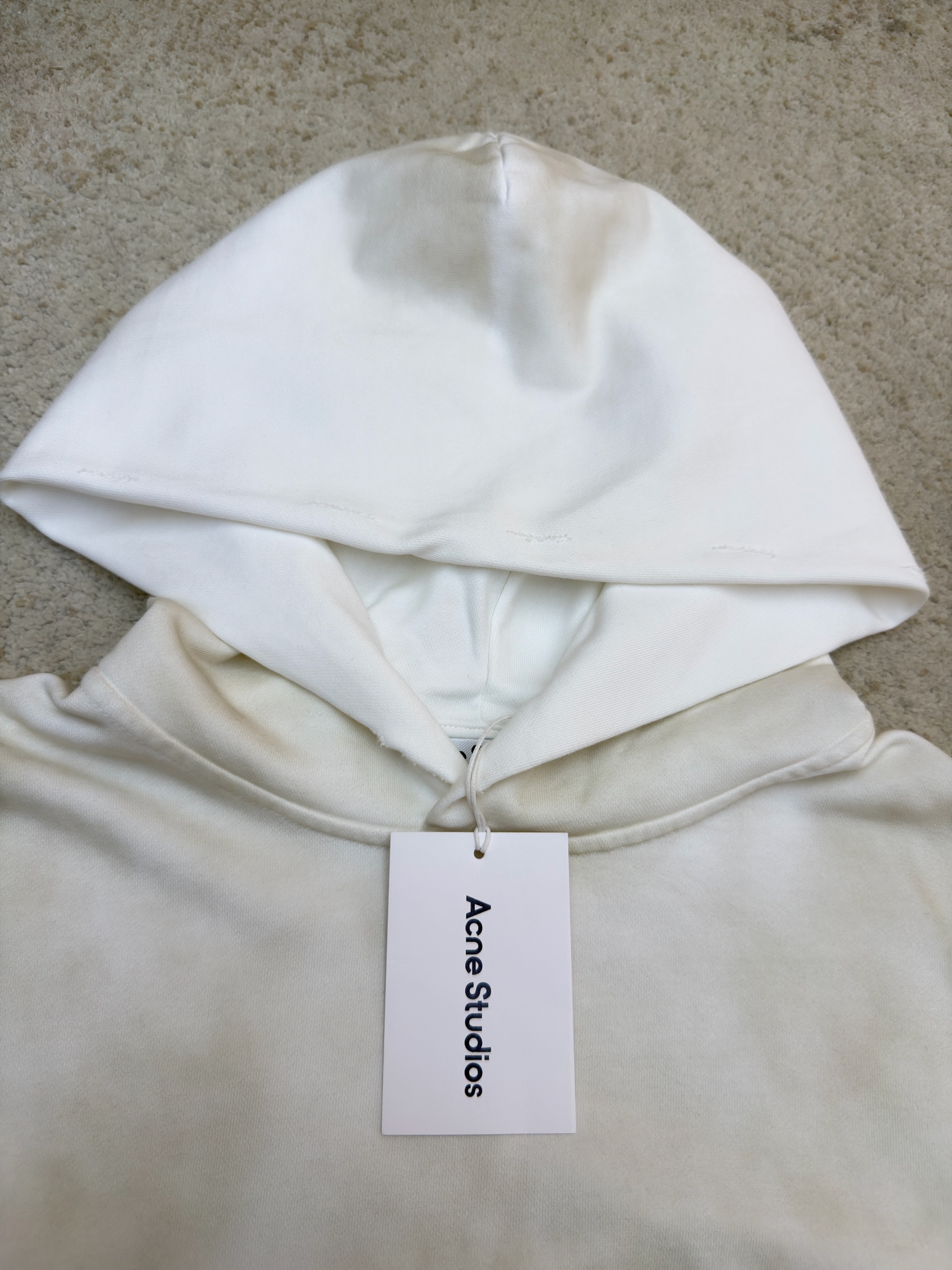 Acne Studios 喷绘做旧徽标连帽卫衣 连帽衫 外套 长袖 白色 B0