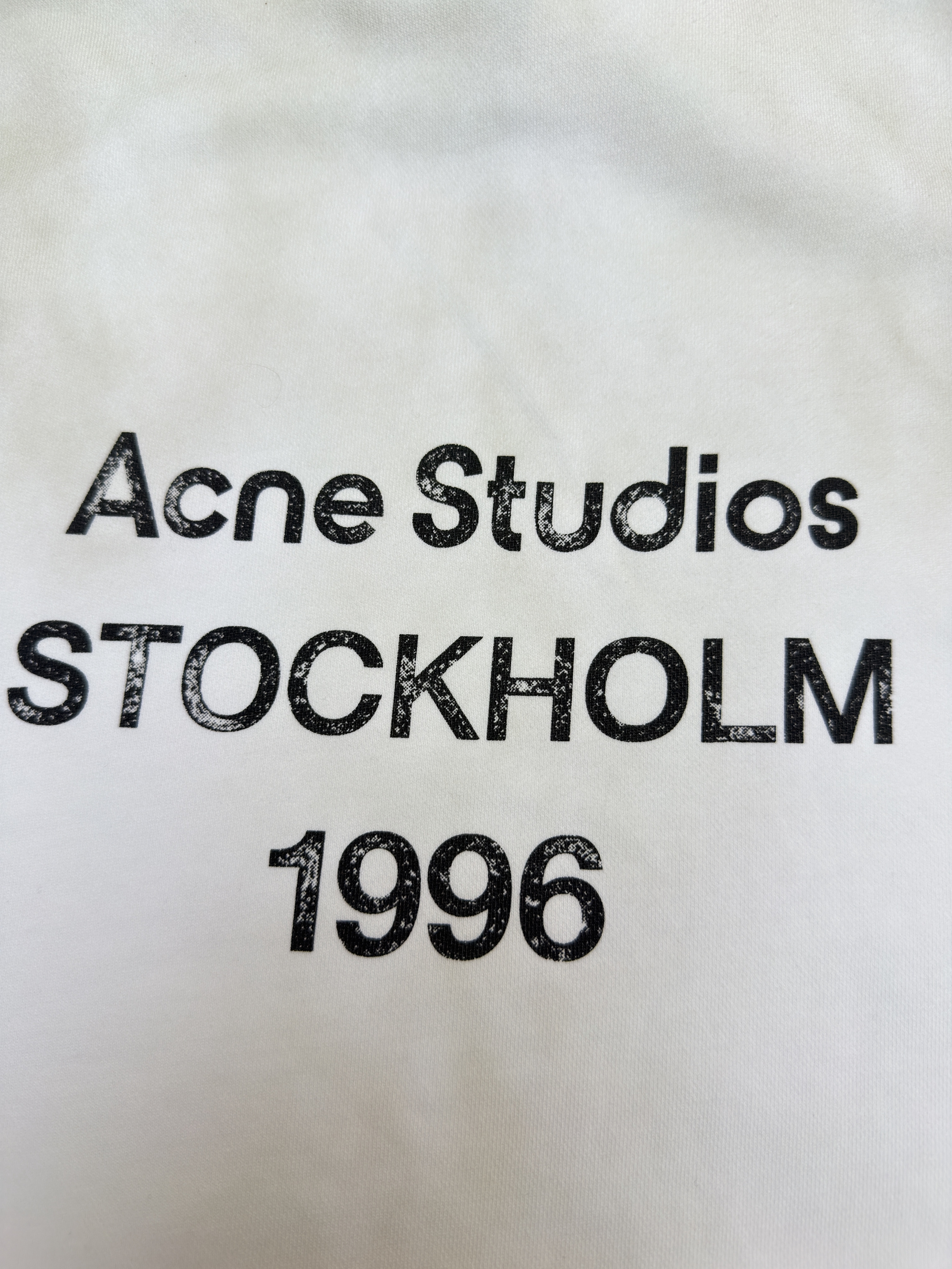 Acne Studios 喷绘做旧徽标连帽卫衣 连帽衫 外套 长袖 白色 B0