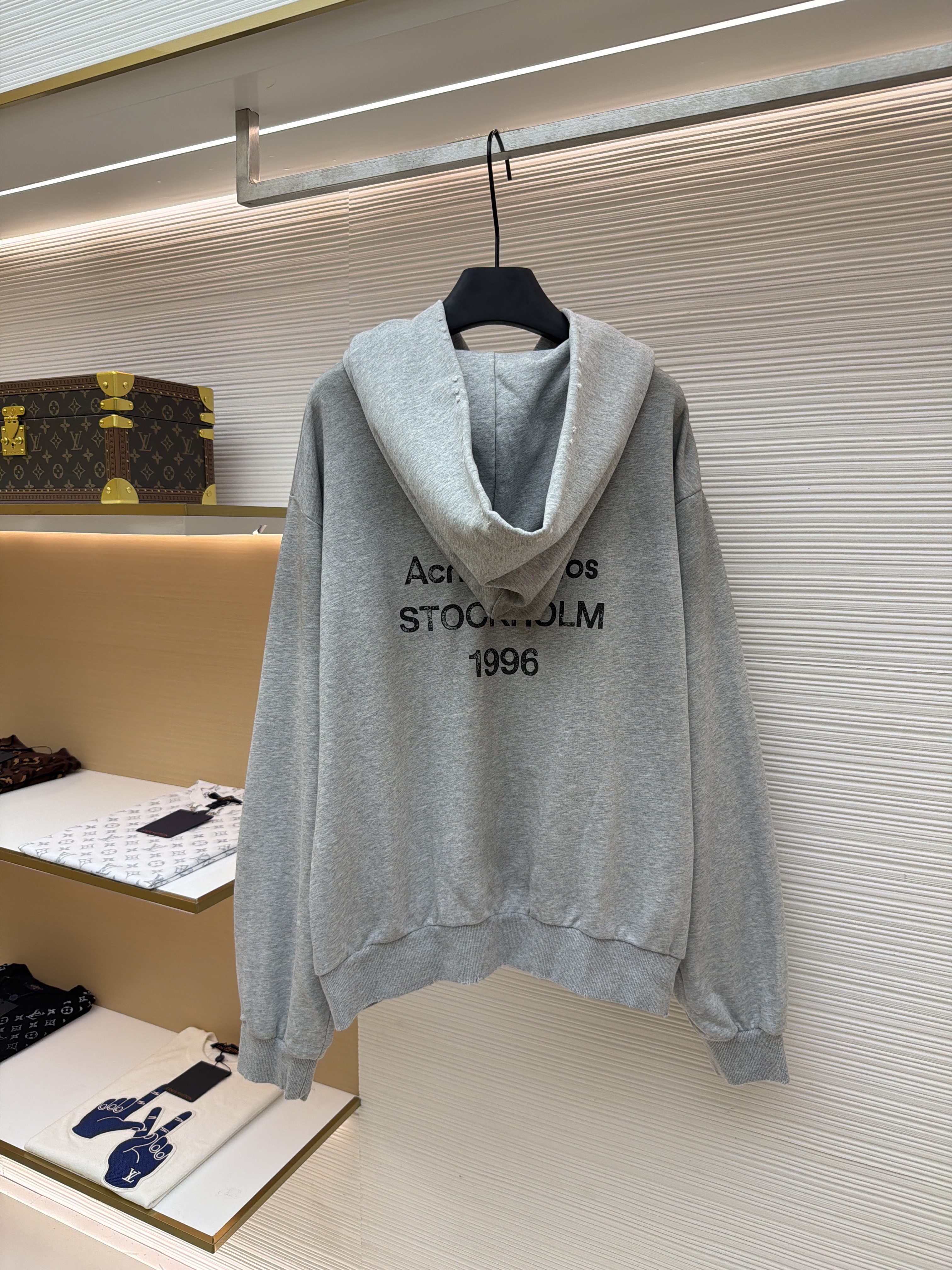 Acne Studios 喷绘做旧徽标连帽卫衣 连帽衫 外套 长袖 灰色 B0