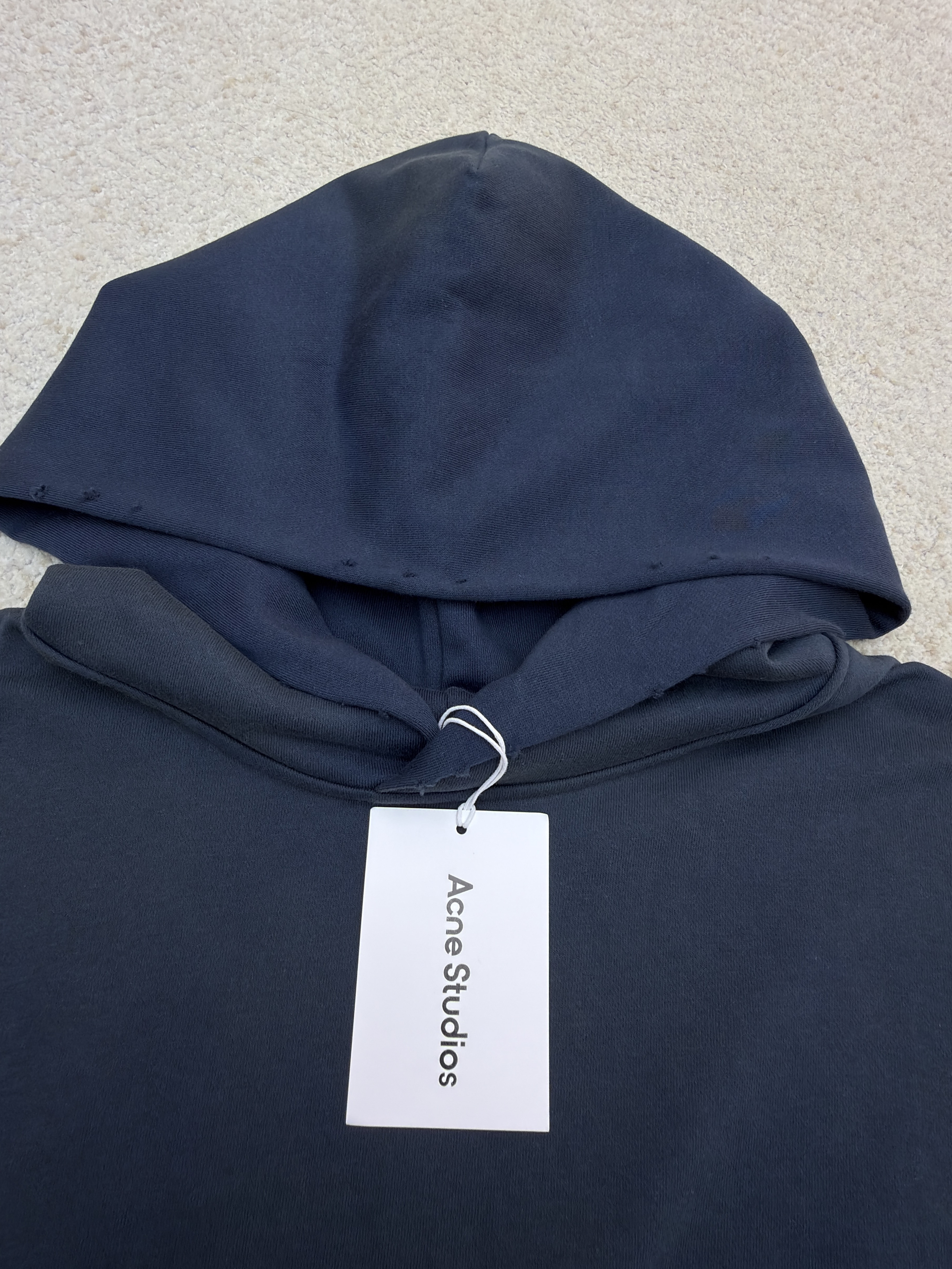 Acne Studios 喷绘做旧徽标连帽卫衣 连帽衫 外套 长袖 蓝色 B0