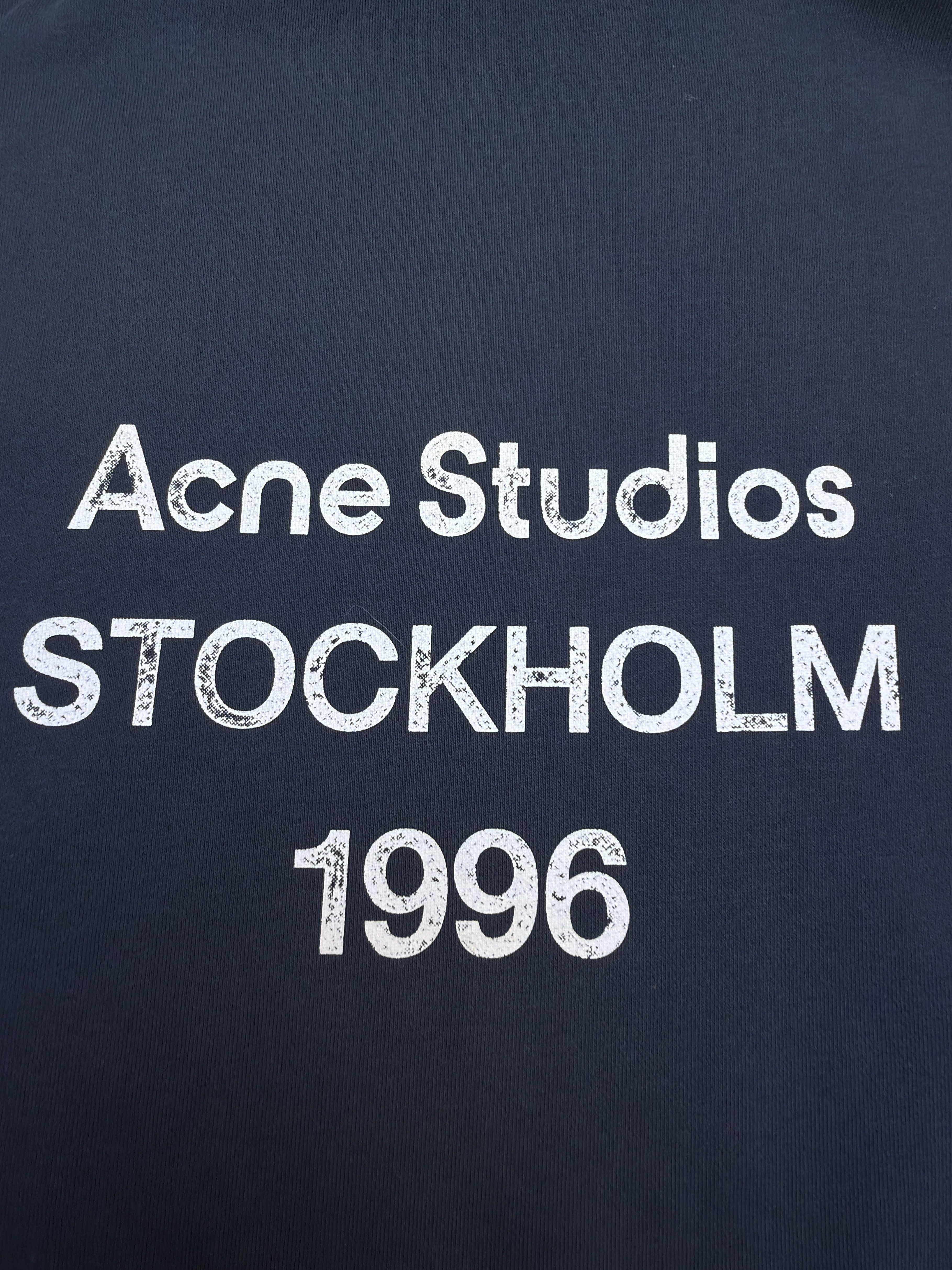 Acne Studios 喷绘做旧徽标连帽卫衣 连帽衫 外套 长袖 蓝色 B0
