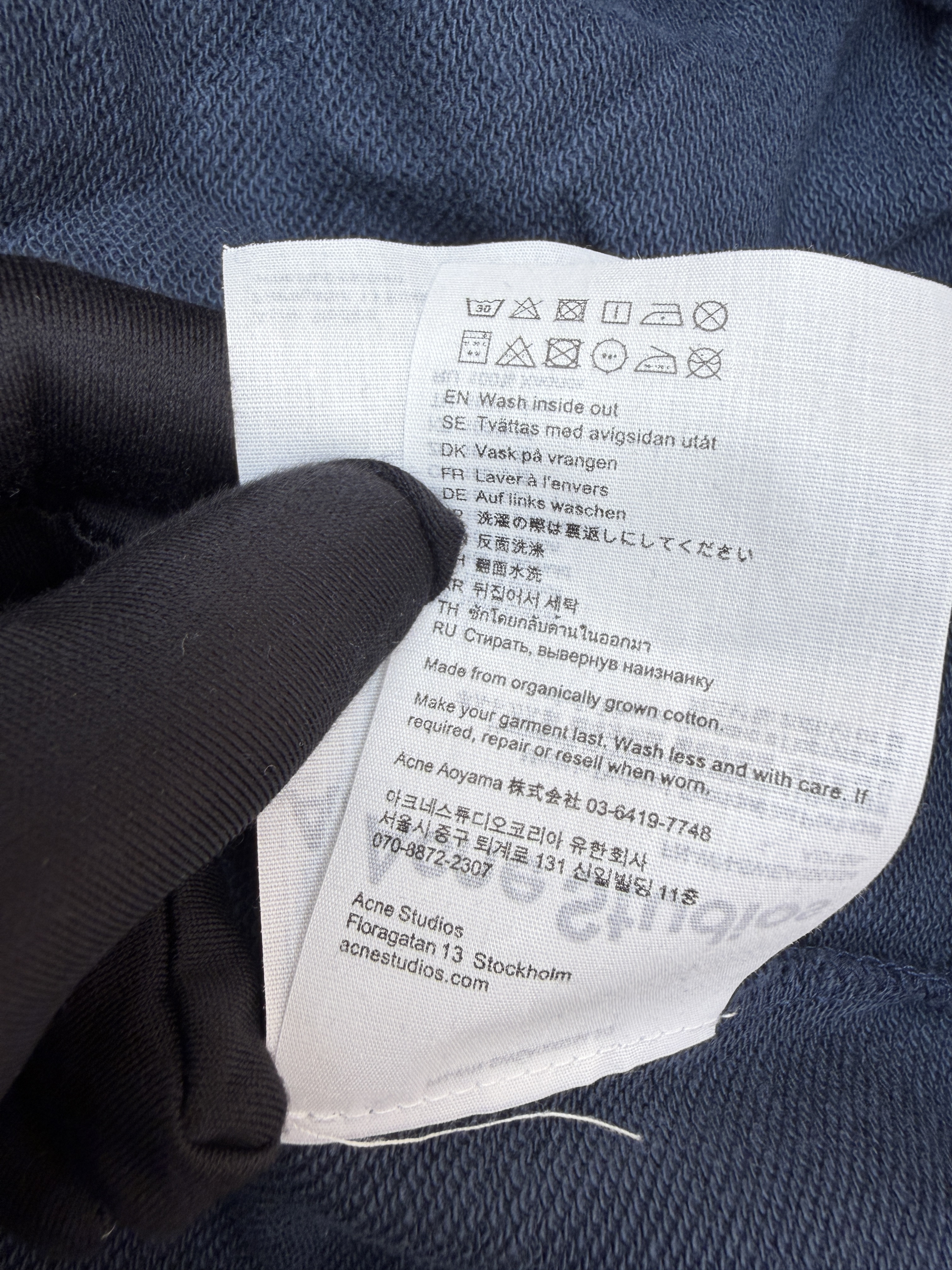 Acne Studios 喷绘做旧徽标连帽卫衣 连帽衫 外套 长袖 蓝色 B0