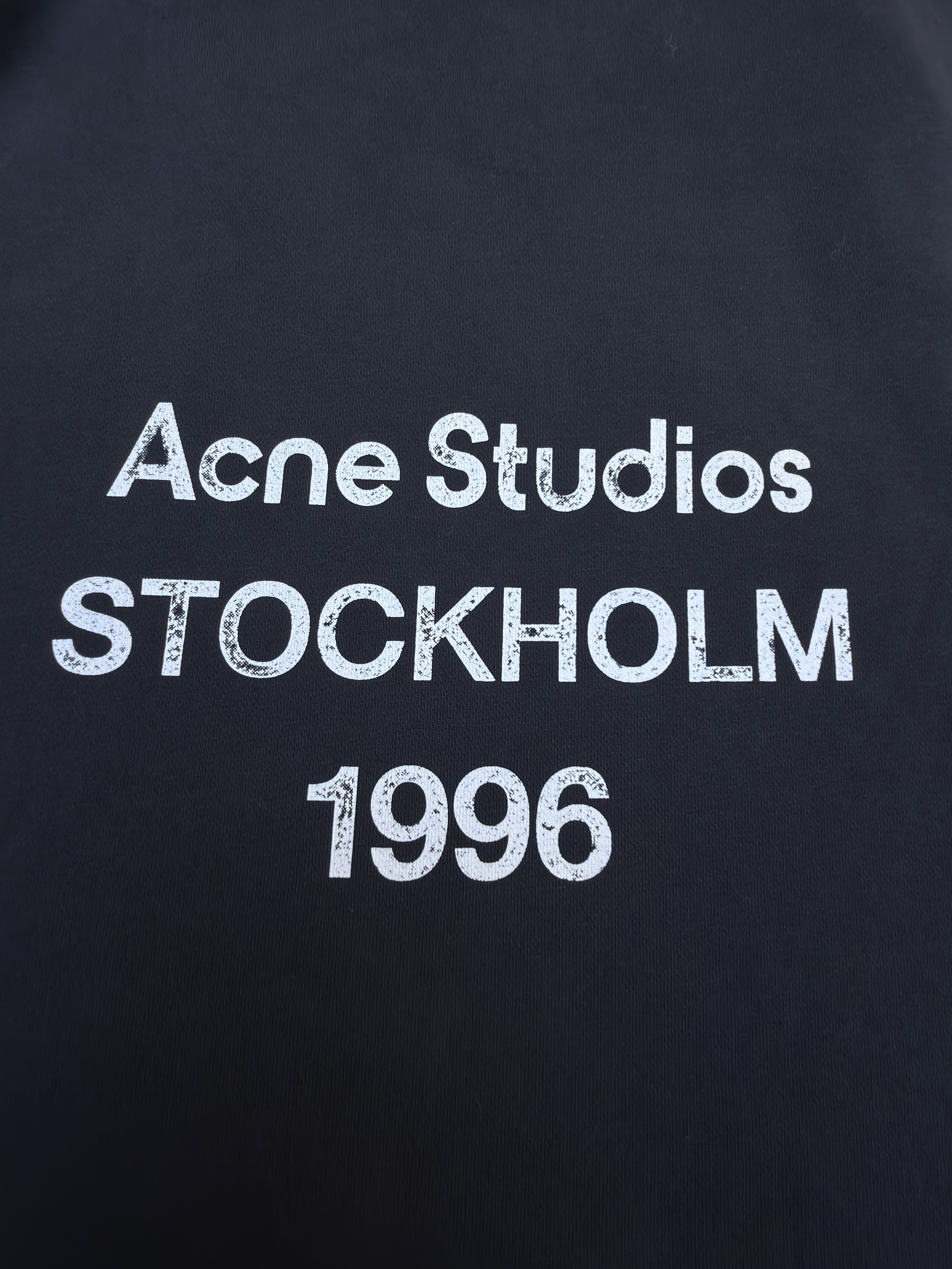 Acne Studios 喷绘做旧徽标连帽卫衣 连帽衫 外套 长袖 黑色 B0