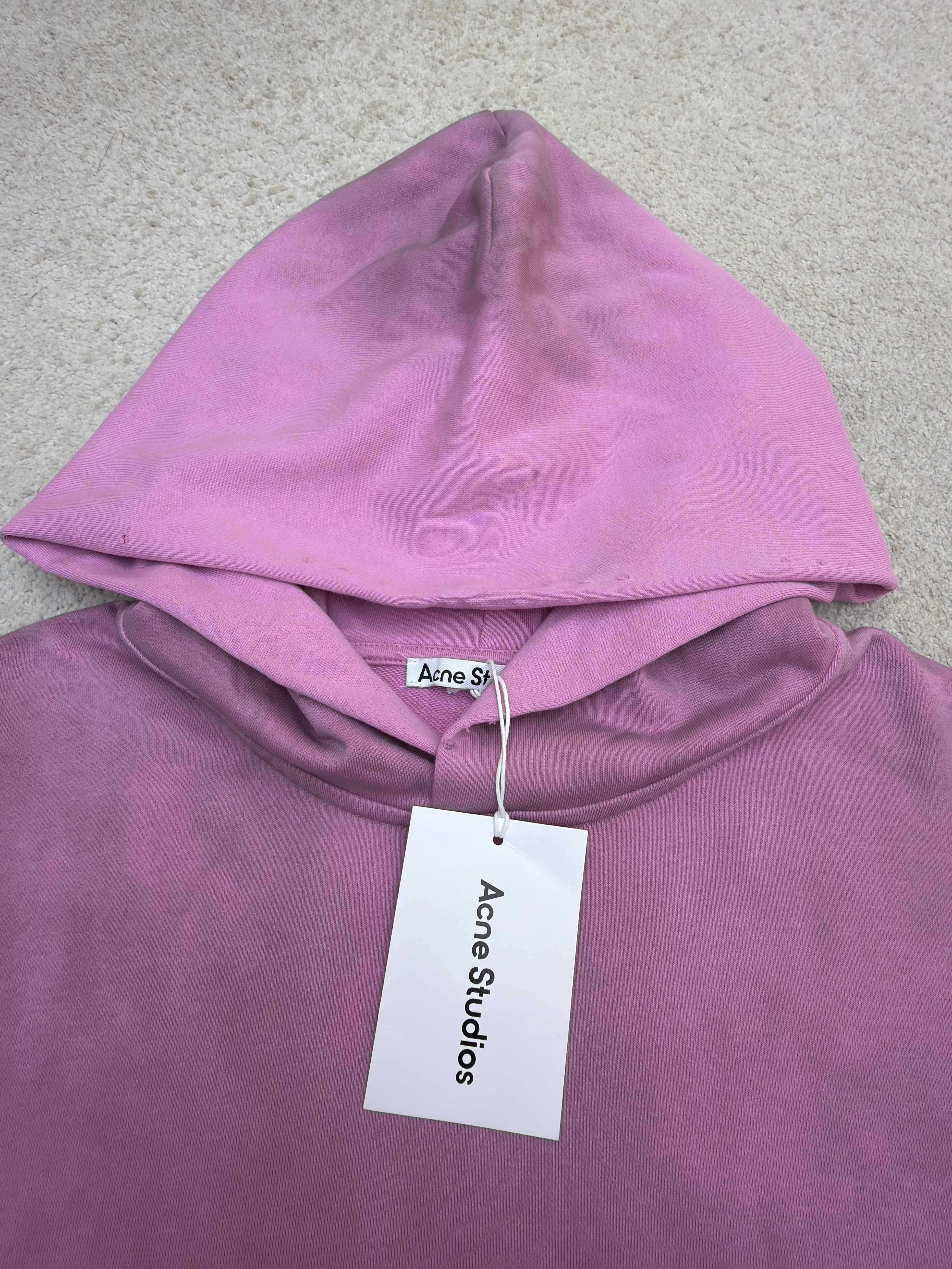 Acne Studios 喷绘做旧徽标连帽卫衣 连帽衫 外套 长袖 粉色 B0