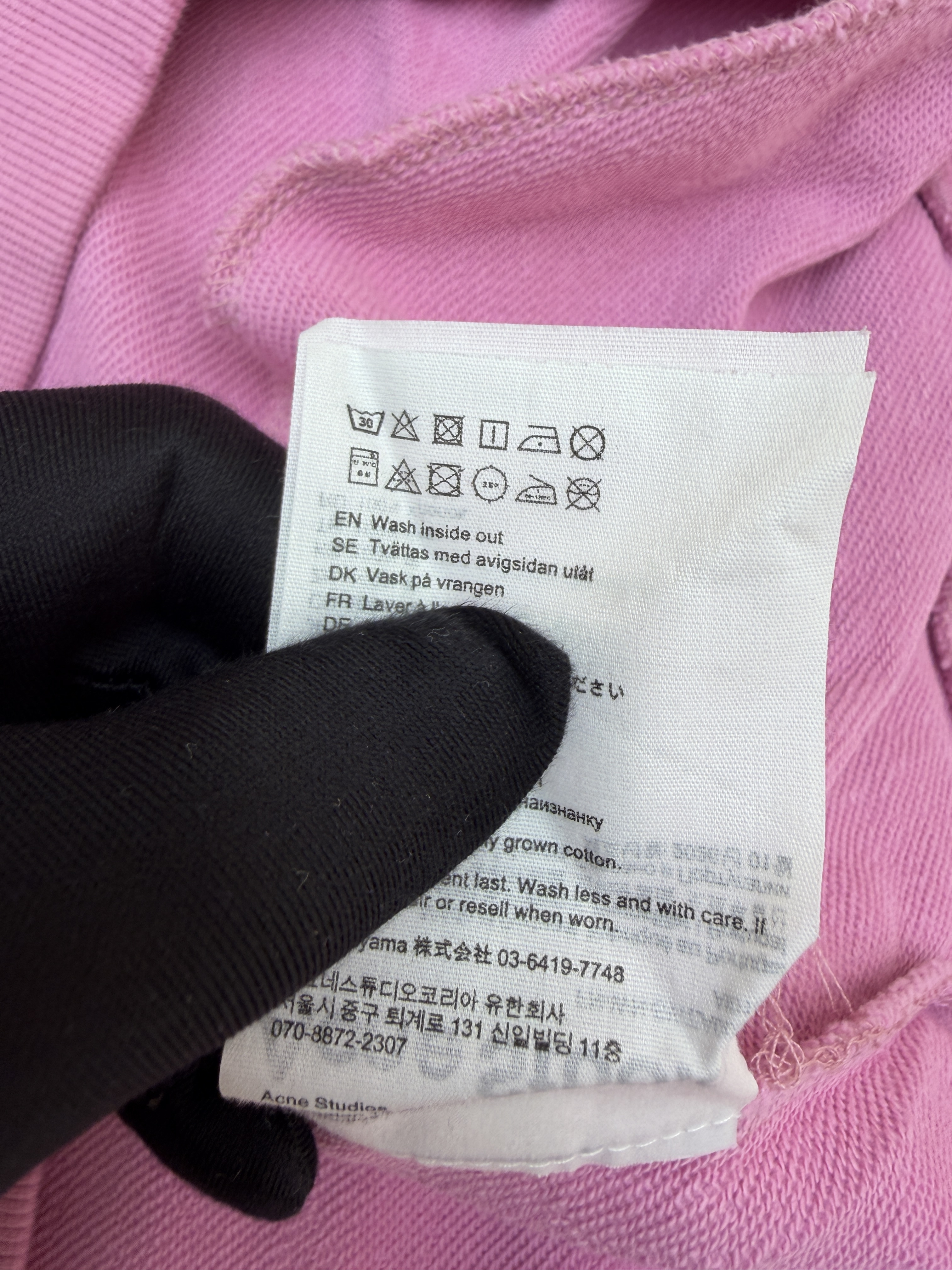 Acne Studios 喷绘做旧徽标连帽卫衣 连帽衫 外套 长袖 粉色 B0