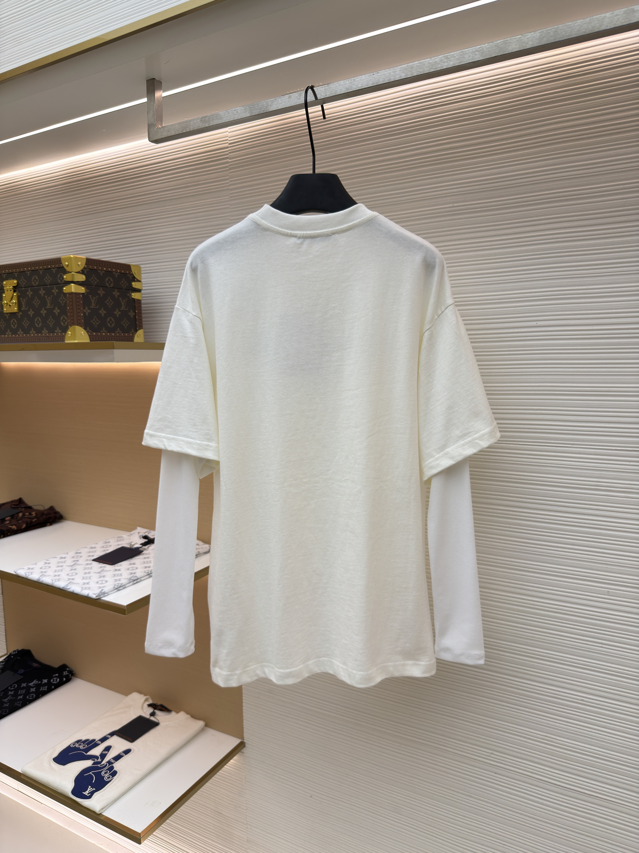 Acne Studios 花体刺绣假两件圆领T恤 打底衫 长袖 白色 A5