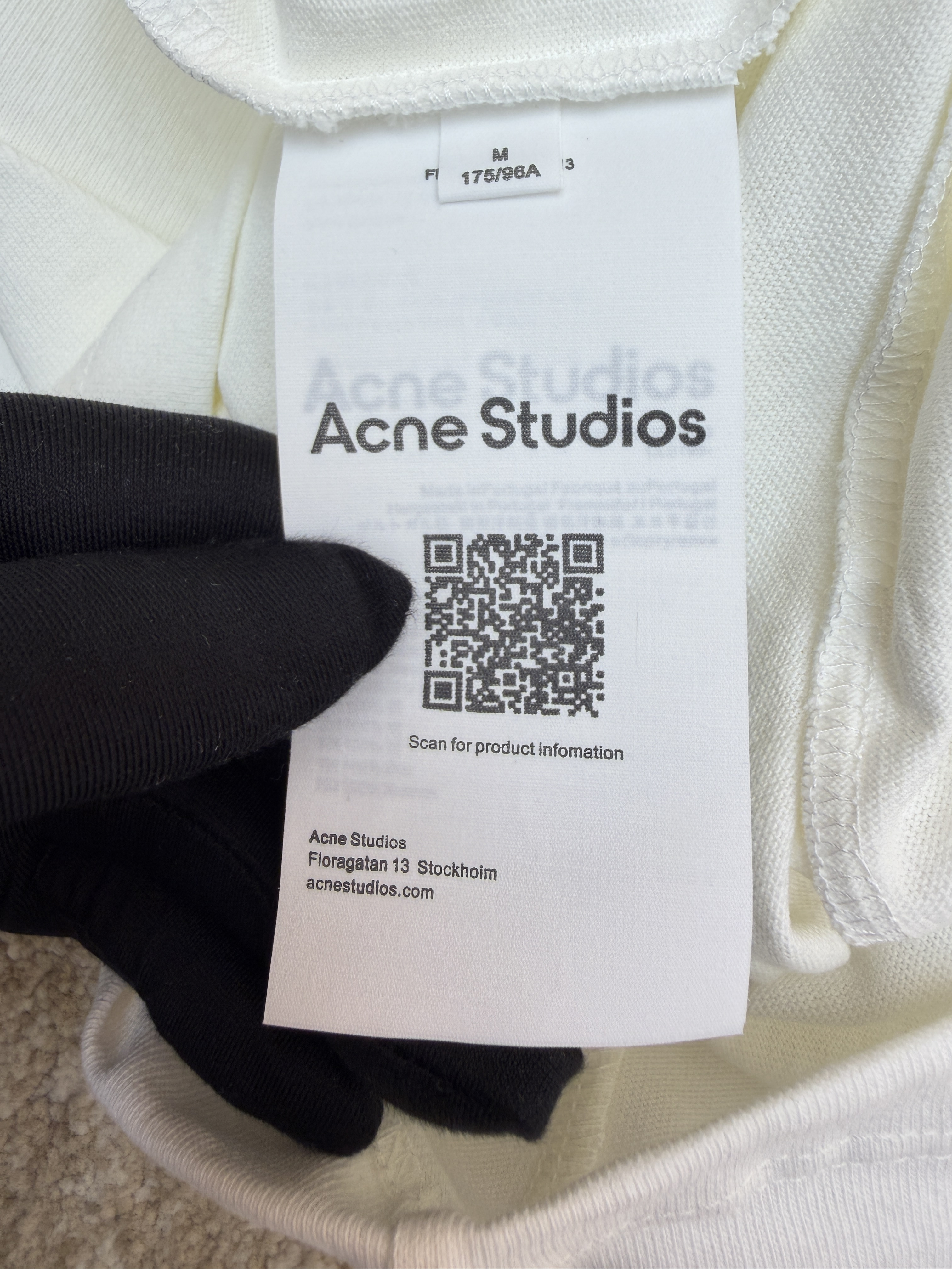Acne Studios 花体刺绣假两件圆领T恤 打底衫 长袖 白色 A5