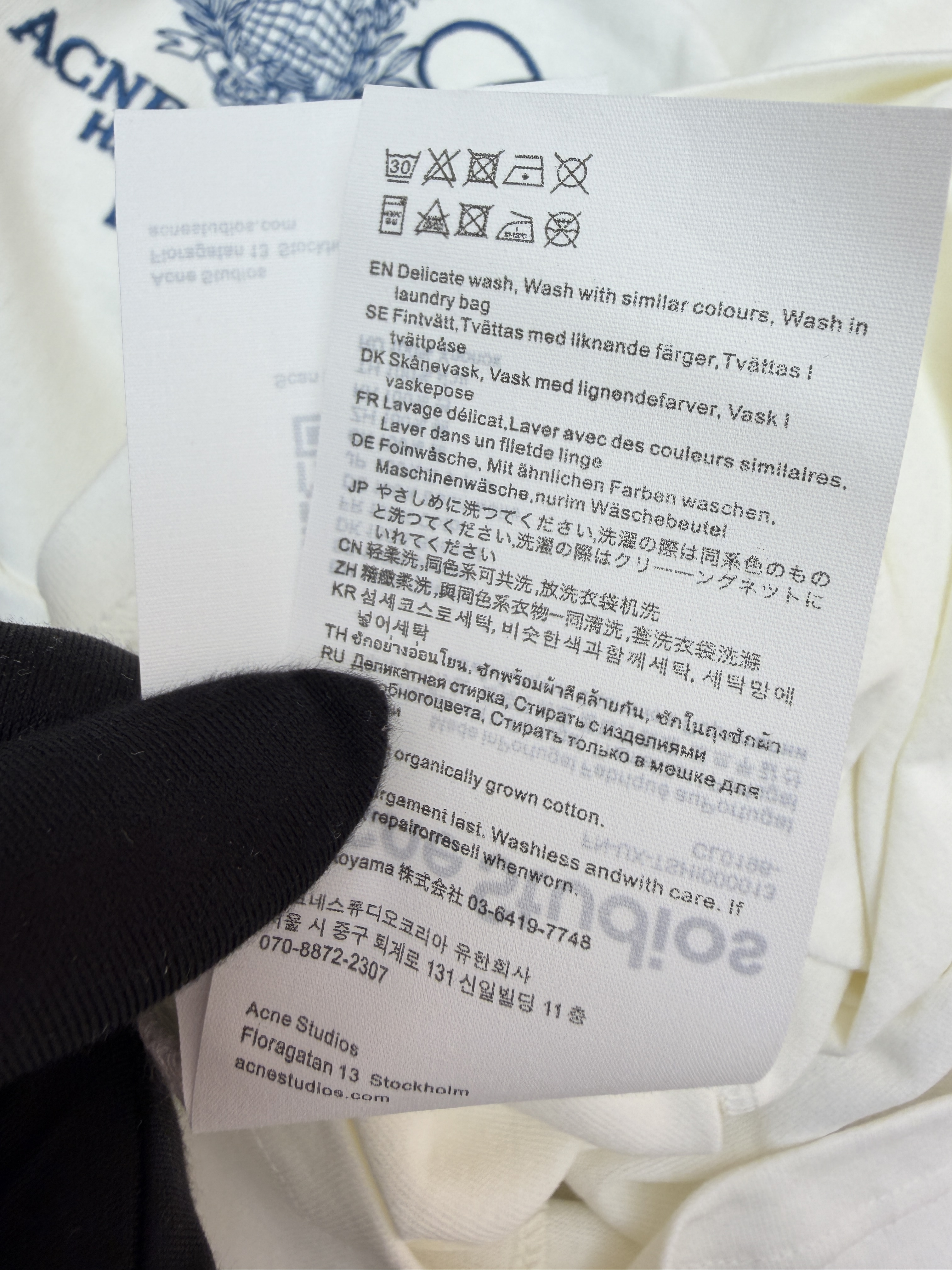 Acne Studios 花体刺绣假两件圆领T恤 打底衫 长袖 白色 A5