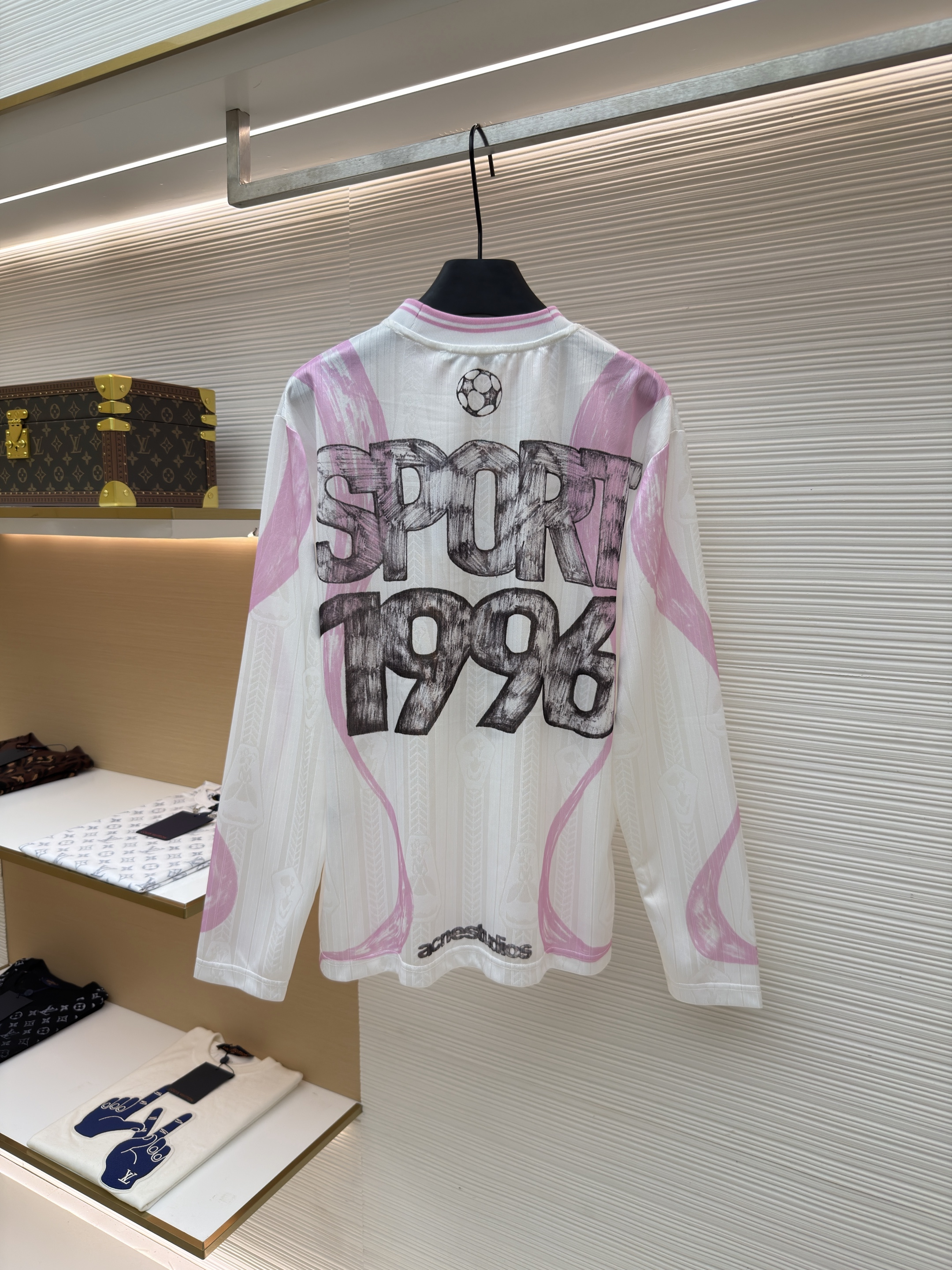 Acne Studios 足球胶囊系列 蝴蝶结徽标球衣 T恤 长袖 白粉色 A5 