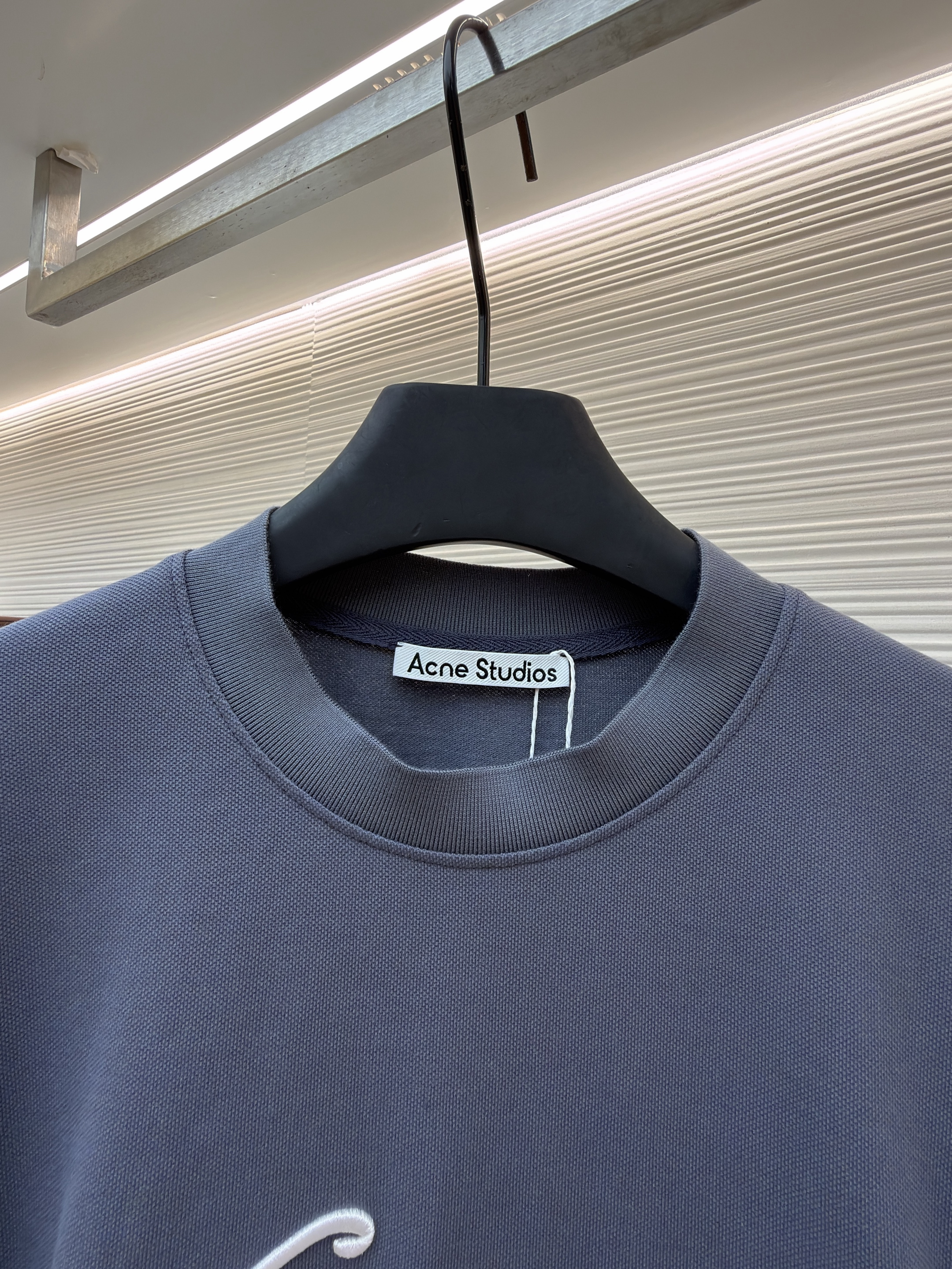 Acne Studios 刺绣徽标圆领T恤 打底衫 长袖 蓝色 A5 