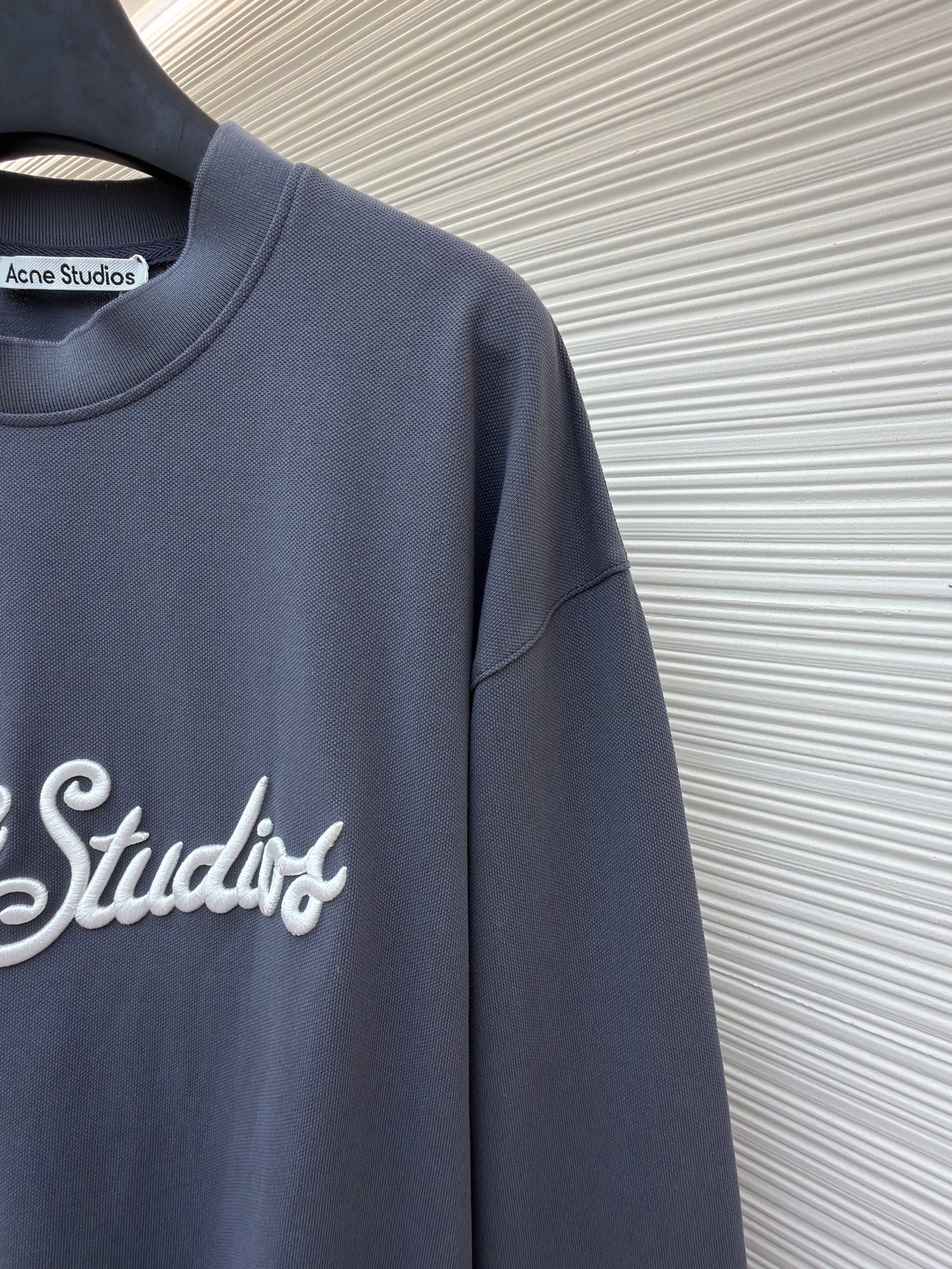 Acne Studios 刺绣徽标圆领T恤 打底衫 长袖 蓝色 A5 