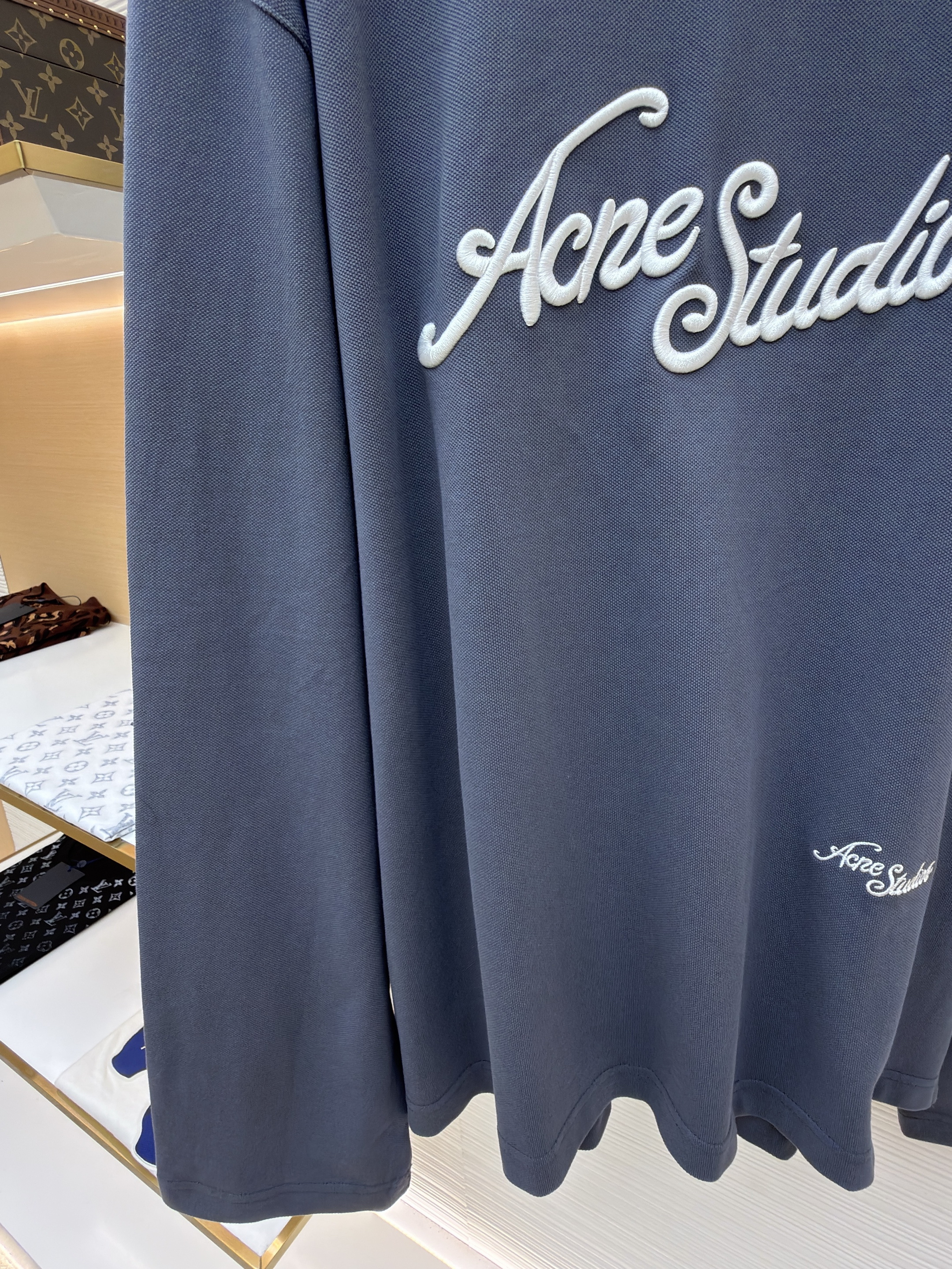 Acne Studios 刺绣徽标圆领T恤 打底衫 长袖 蓝色 A5 