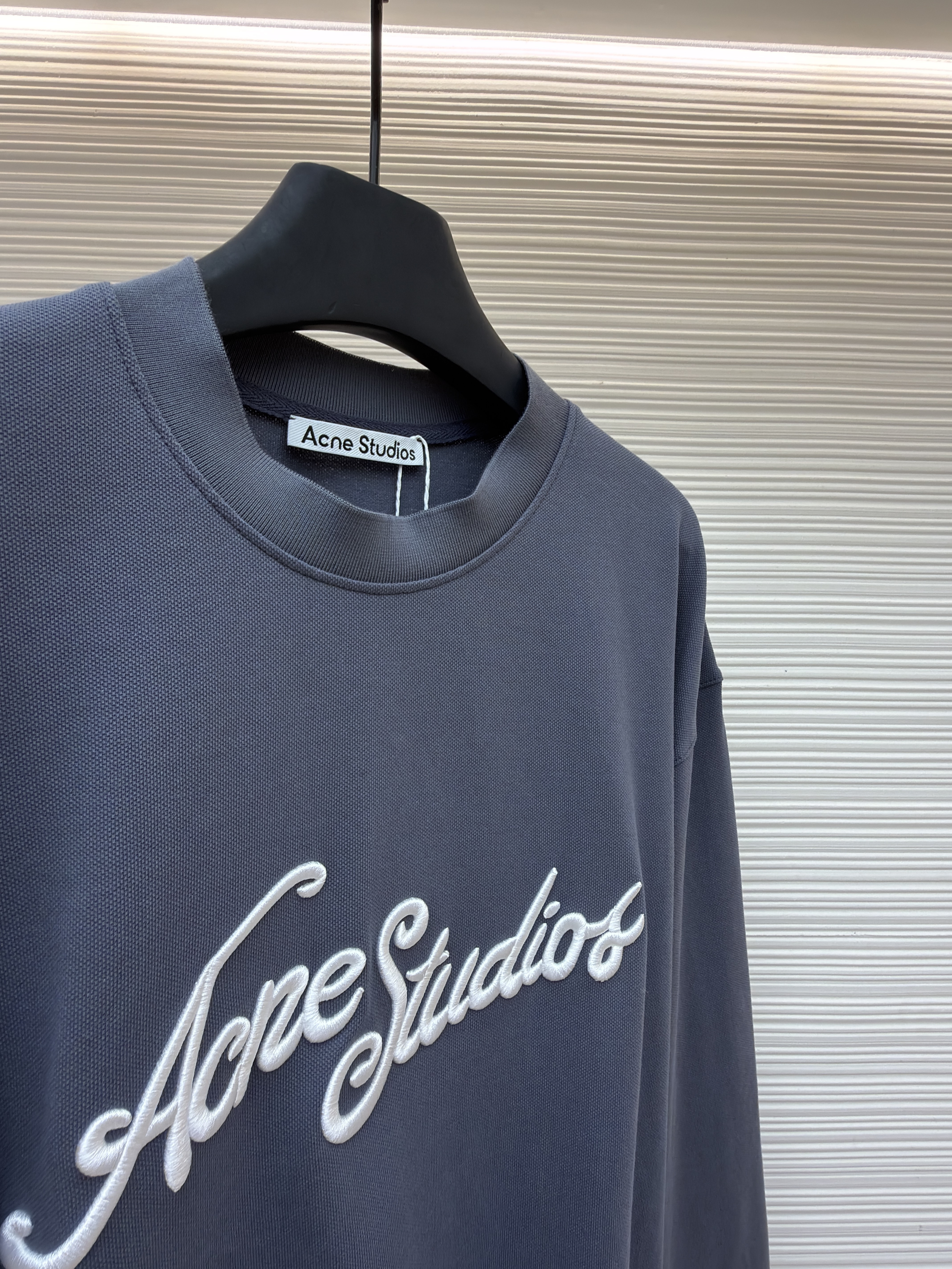 Acne Studios 刺绣徽标圆领T恤 打底衫 长袖 蓝色 A5 
