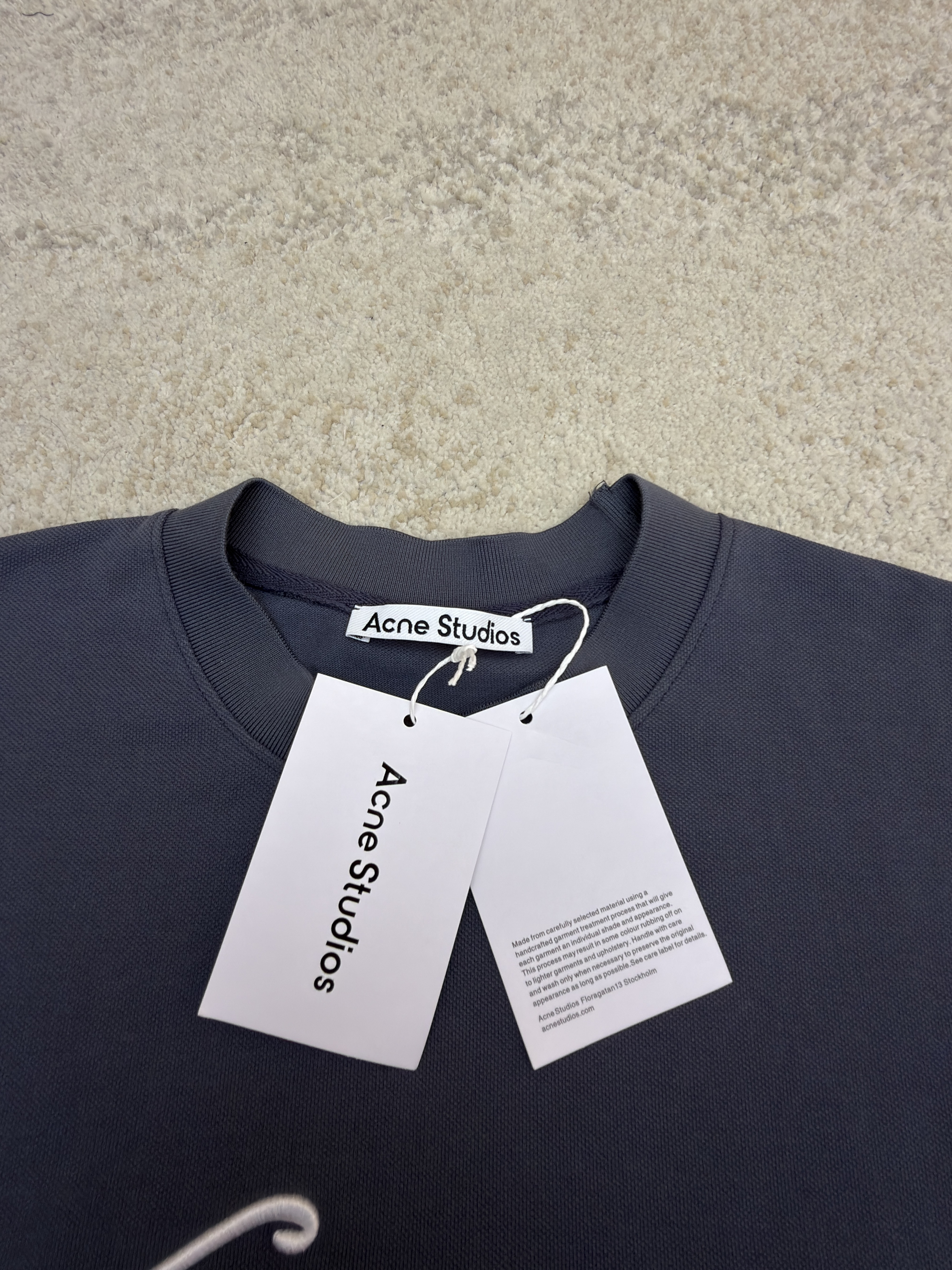 Acne Studios 刺绣徽标圆领T恤 打底衫 长袖 蓝色 A5 