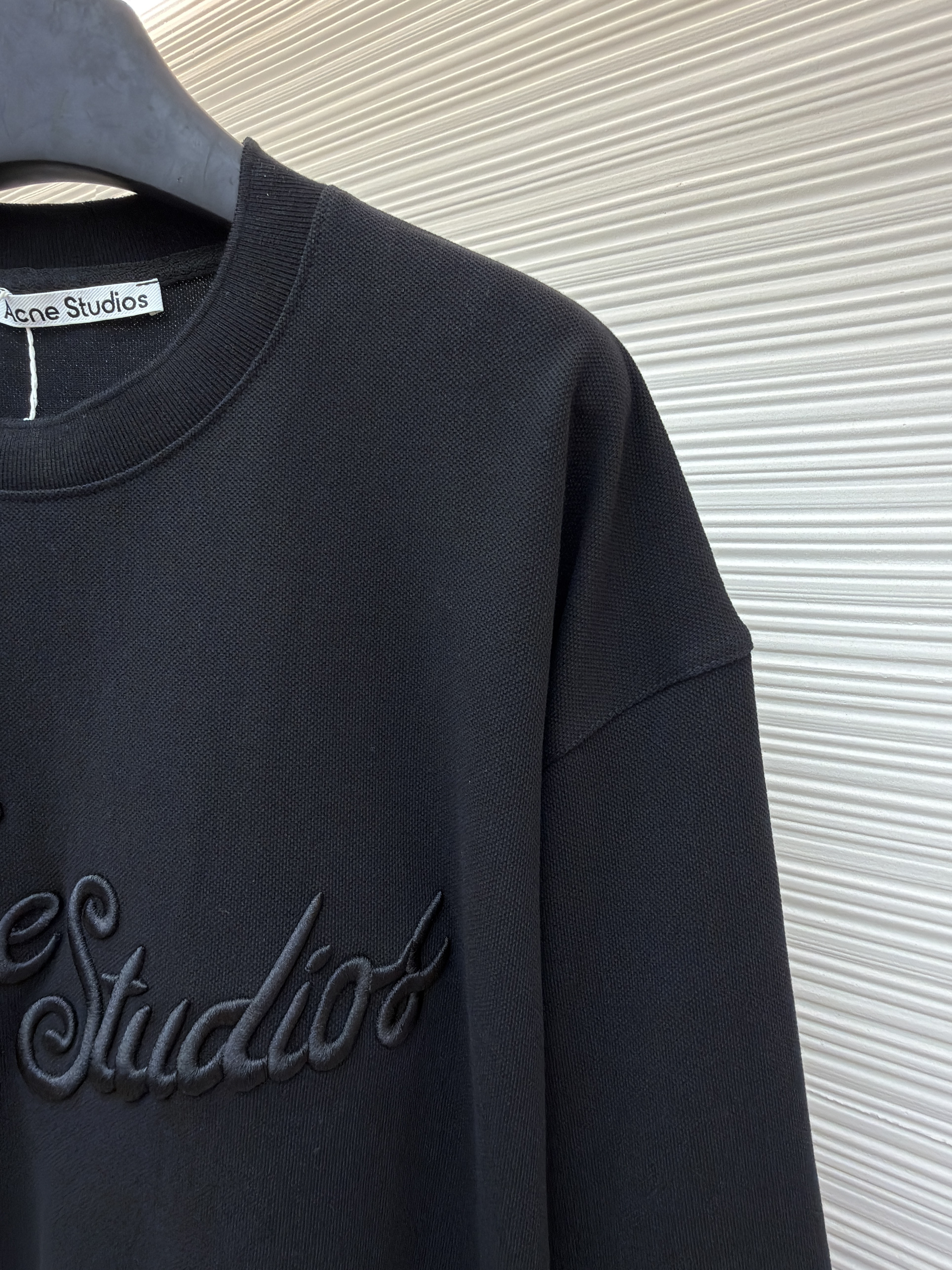 Acne Studios 刺绣徽标圆领T恤 打底衫 长袖 黑色 A5 