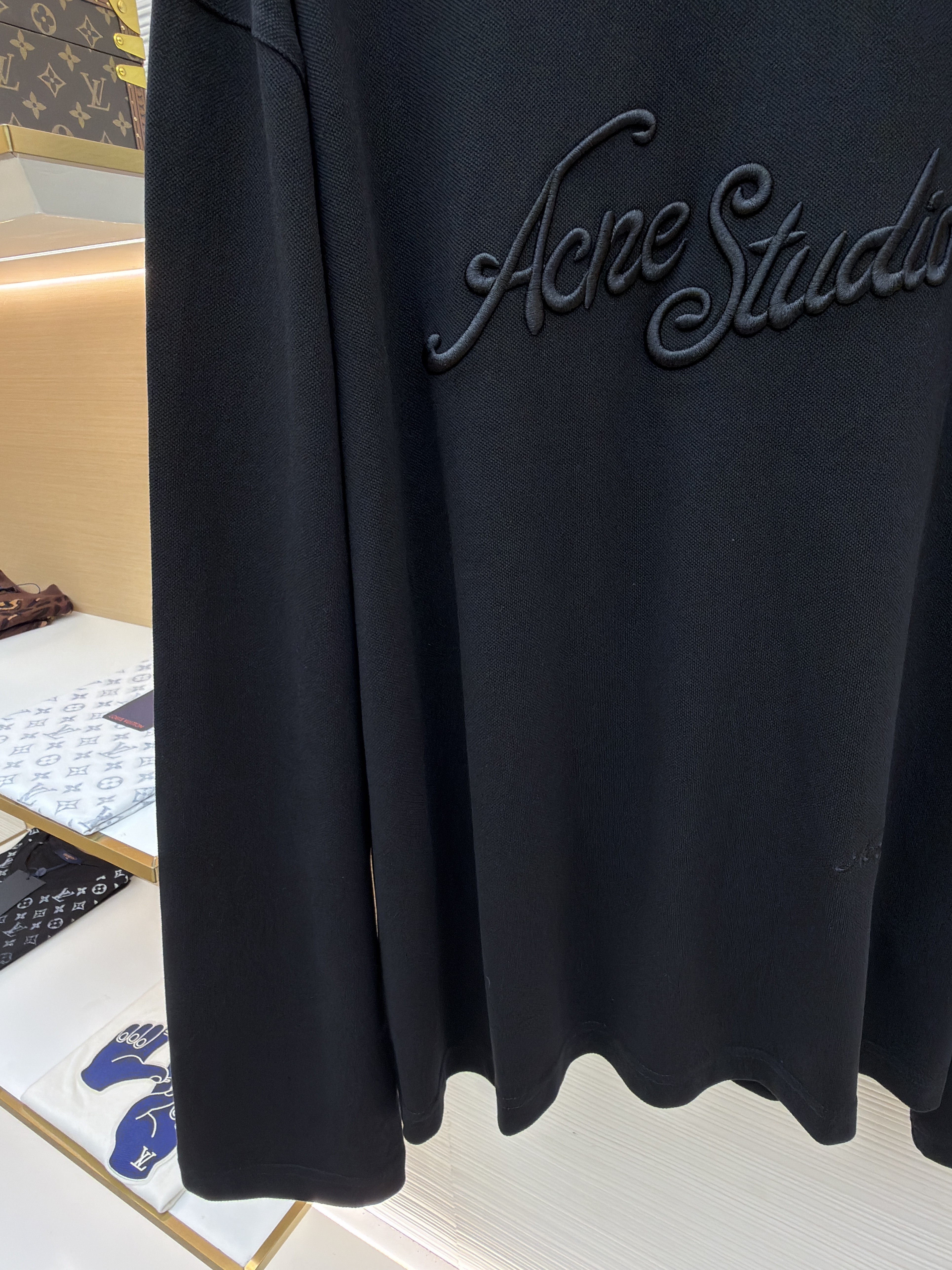 Acne Studios 刺绣徽标圆领T恤 打底衫 长袖 黑色 A5 