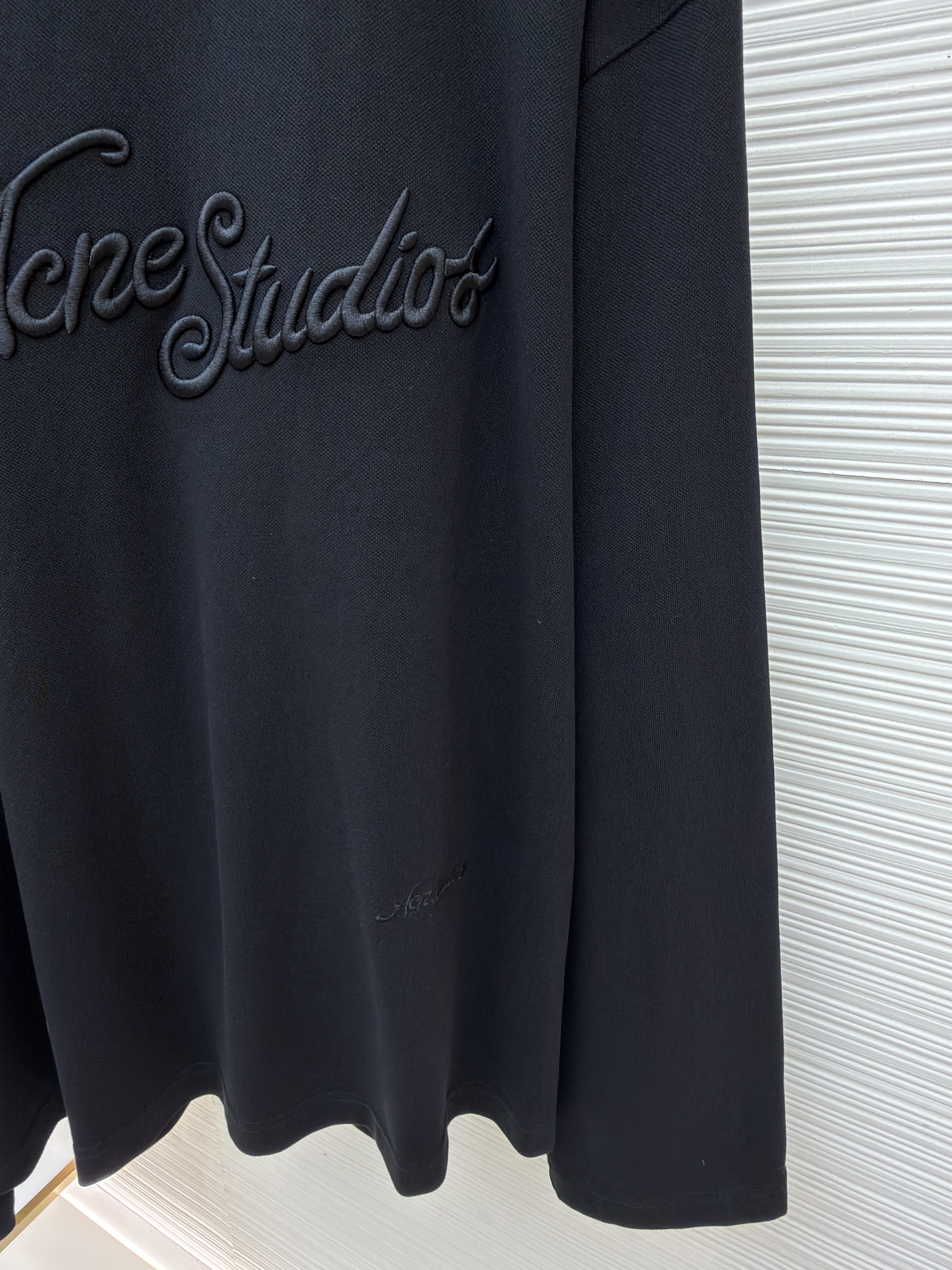 Acne Studios 刺绣徽标圆领T恤 打底衫 长袖 黑色 A5 