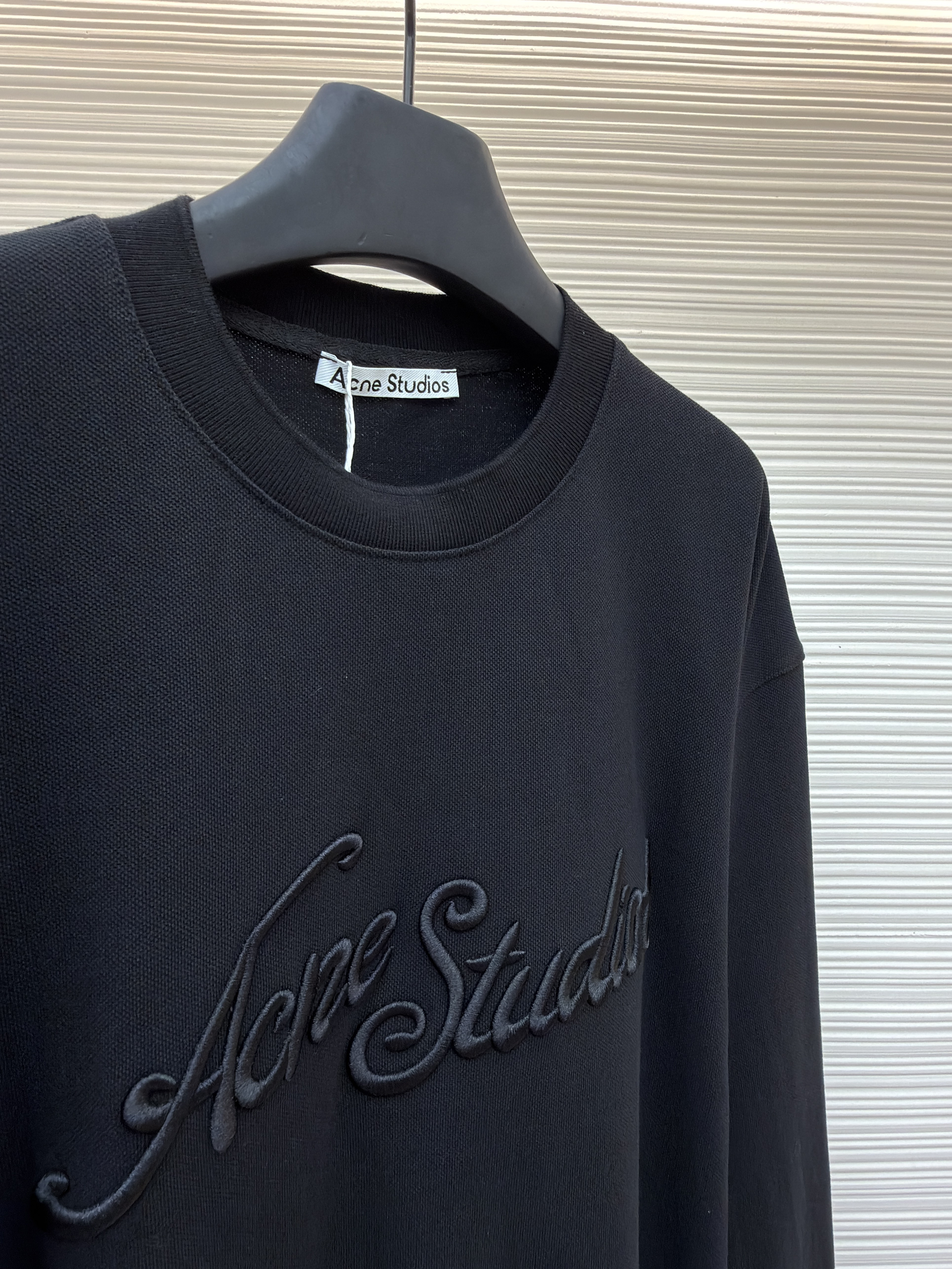 Acne Studios 刺绣徽标圆领T恤 打底衫 长袖 黑色 A5 