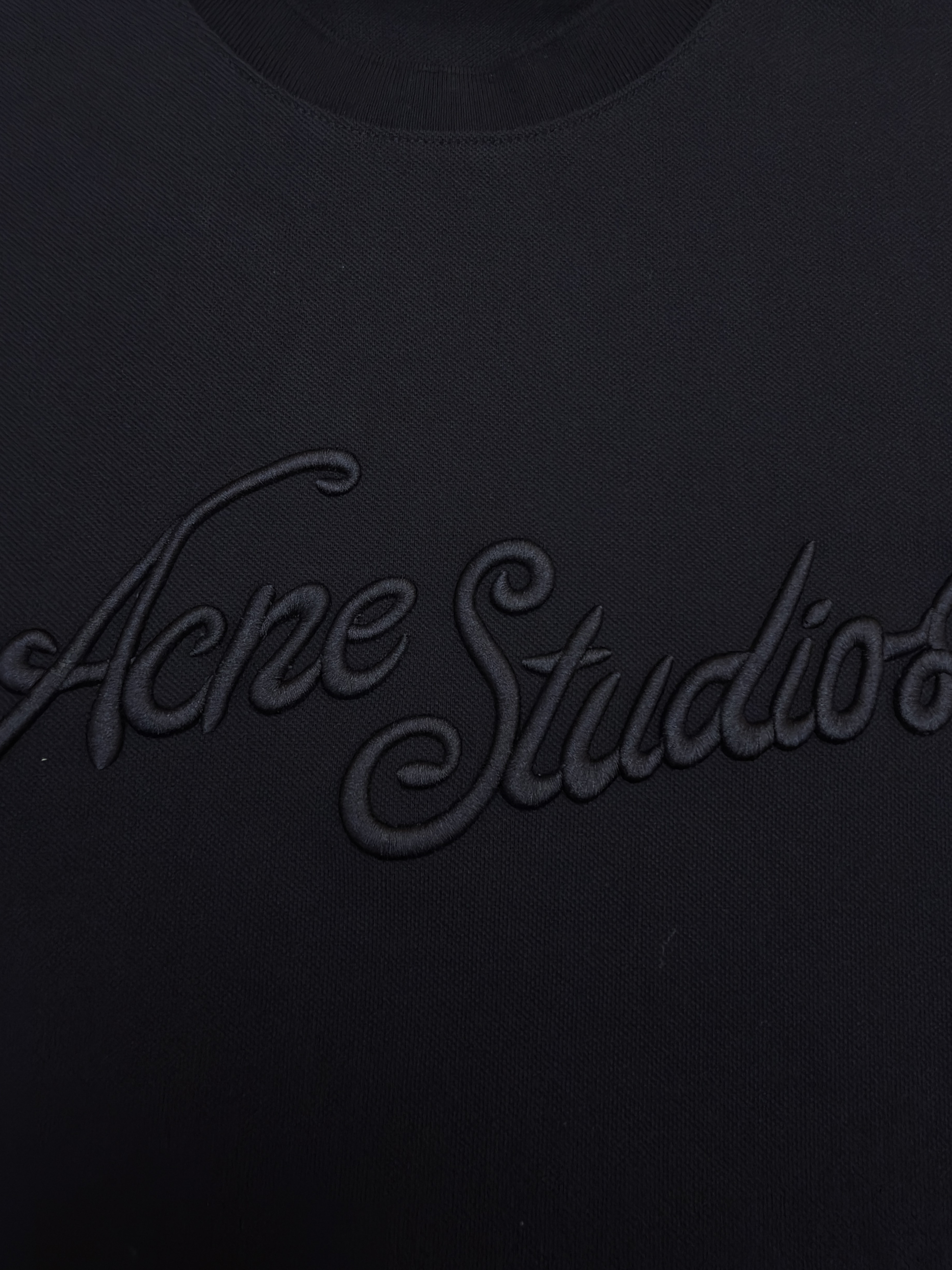 Acne Studios 刺绣徽标圆领T恤 打底衫 长袖 黑色 A5 