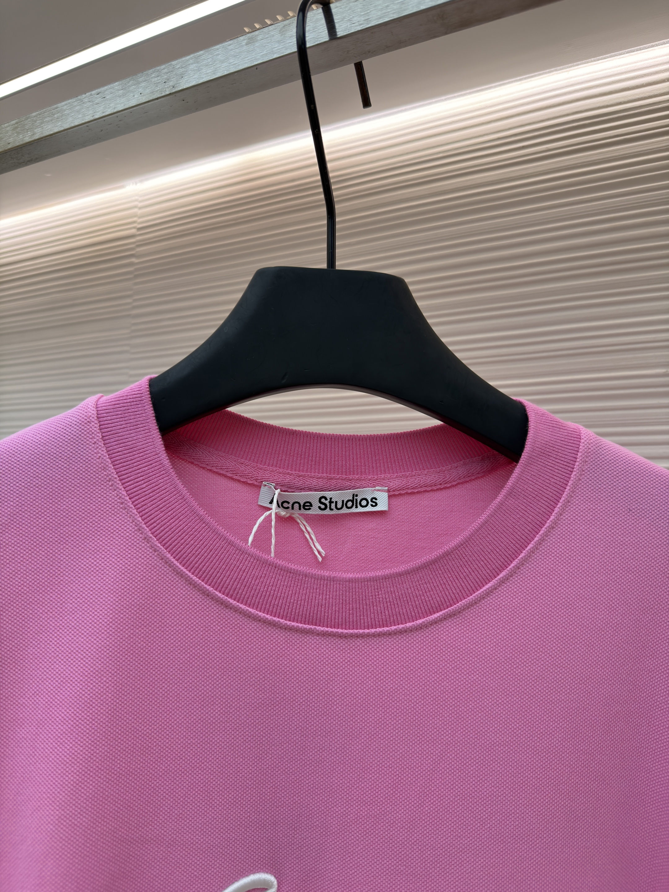 Acne Studios 刺绣徽标圆领T恤 打底衫 长袖 粉色 A5 