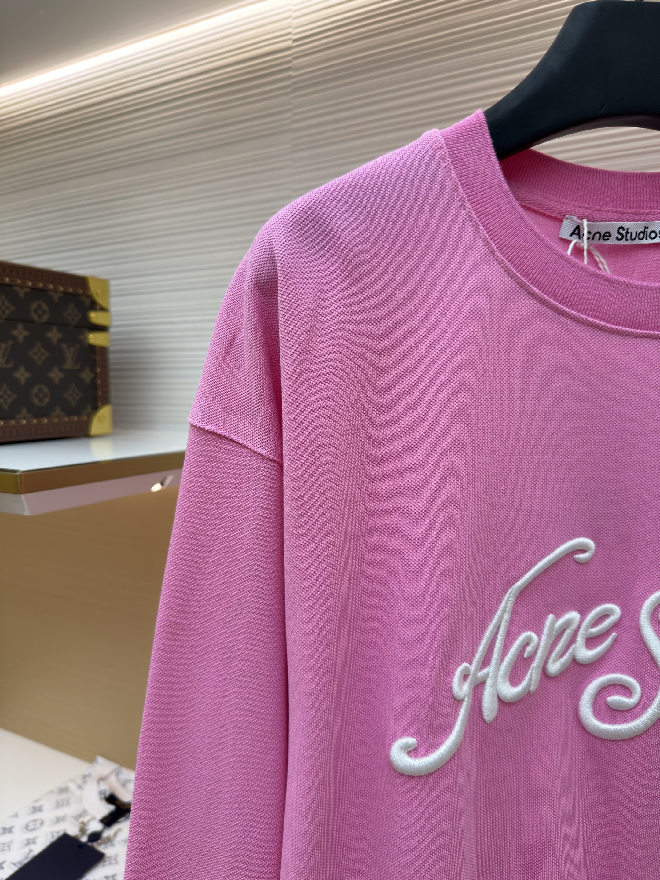Acne Studios 刺绣徽标圆领T恤 打底衫 长袖 粉色 A5 